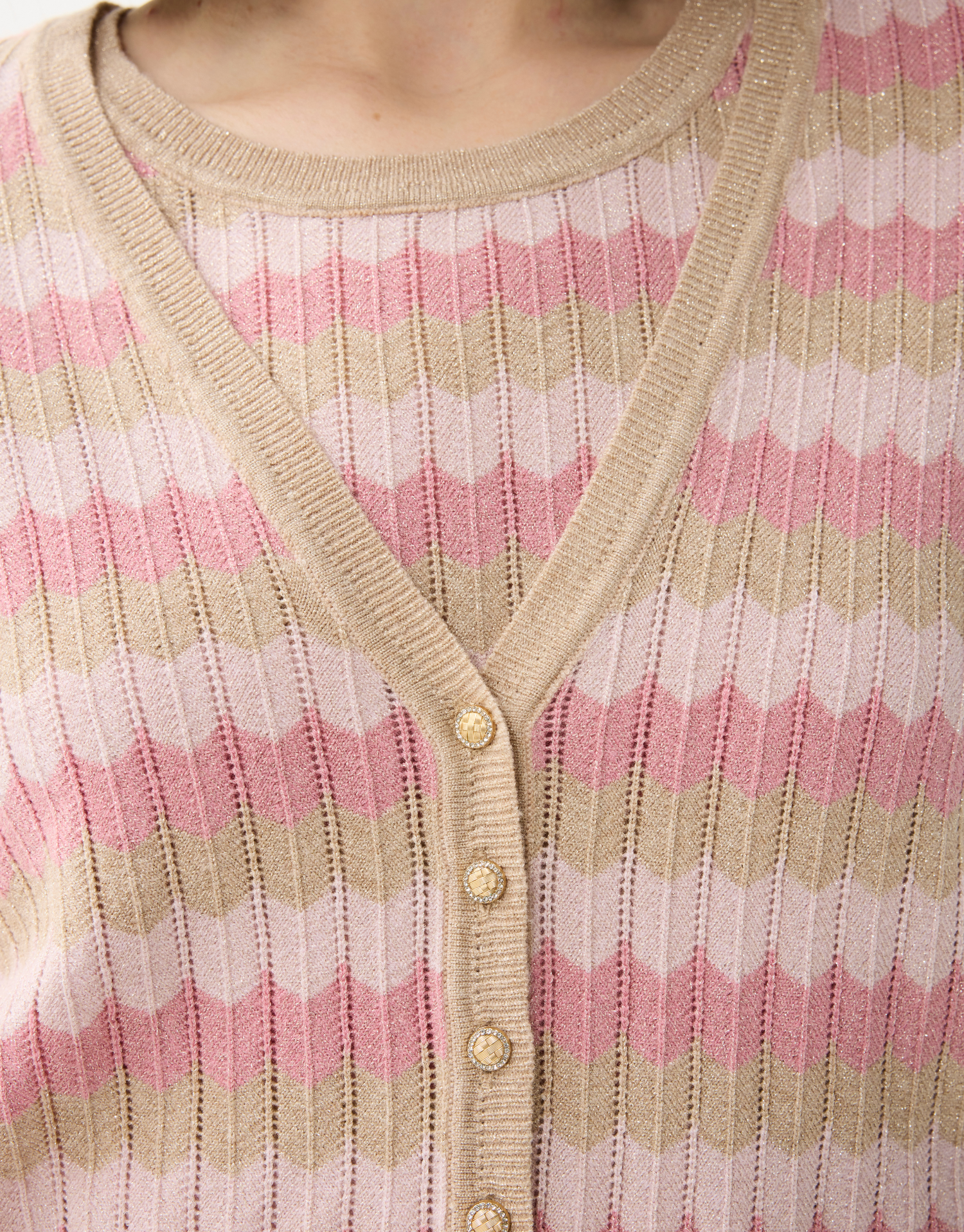 Women's striped twin-set in sparkling knit