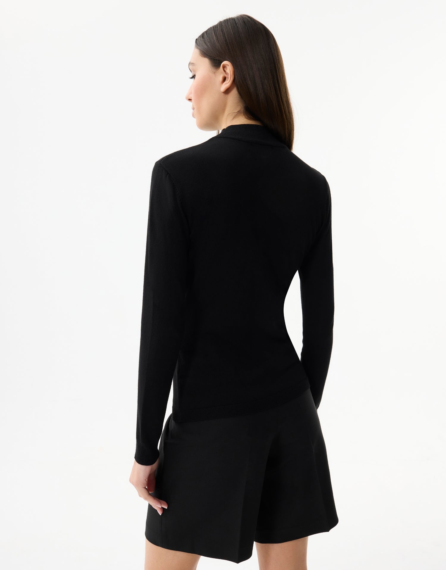 High-neck rhinestone sweater