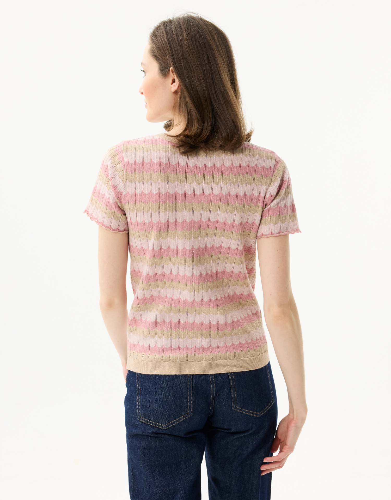 Women's striped twin-set in sparkling knit