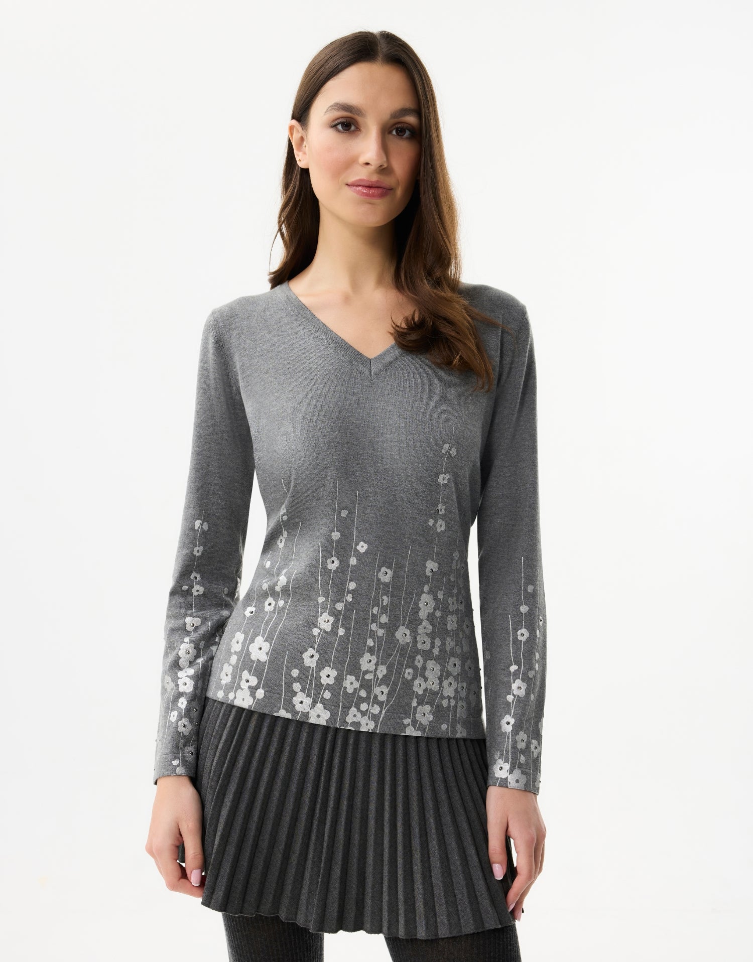 Floral V-neck sweater