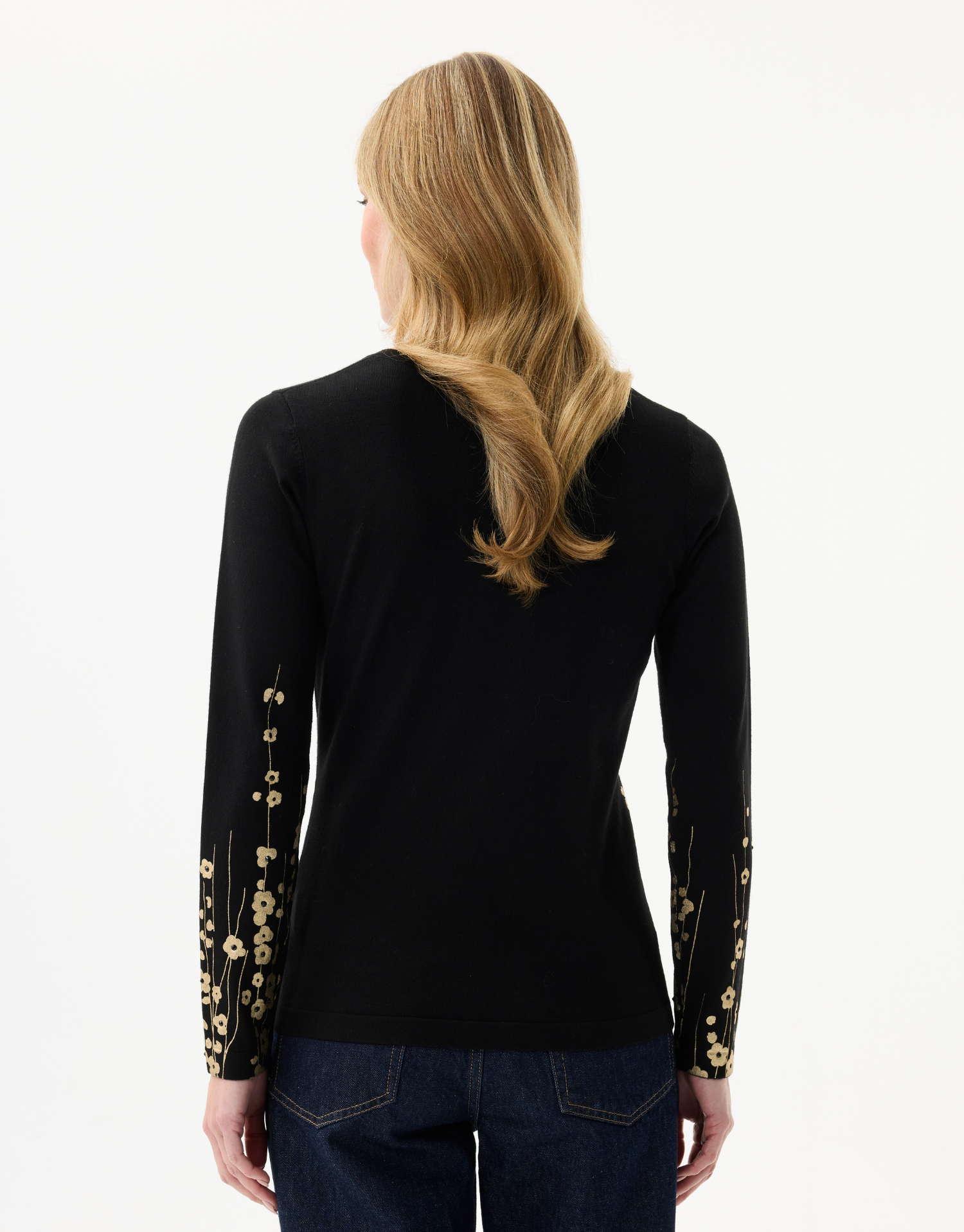 Women's V-neck sparkling floral pattern top
