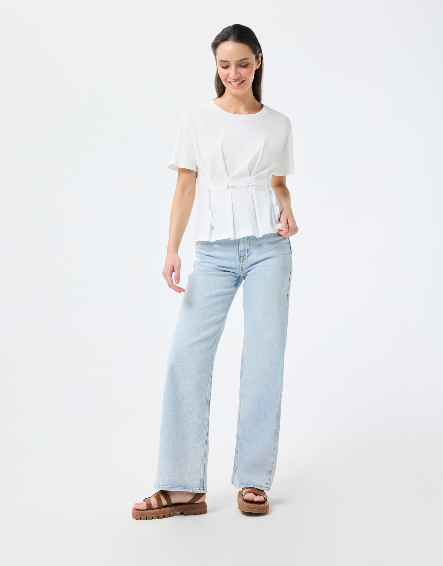 Laced cotton T-shirt