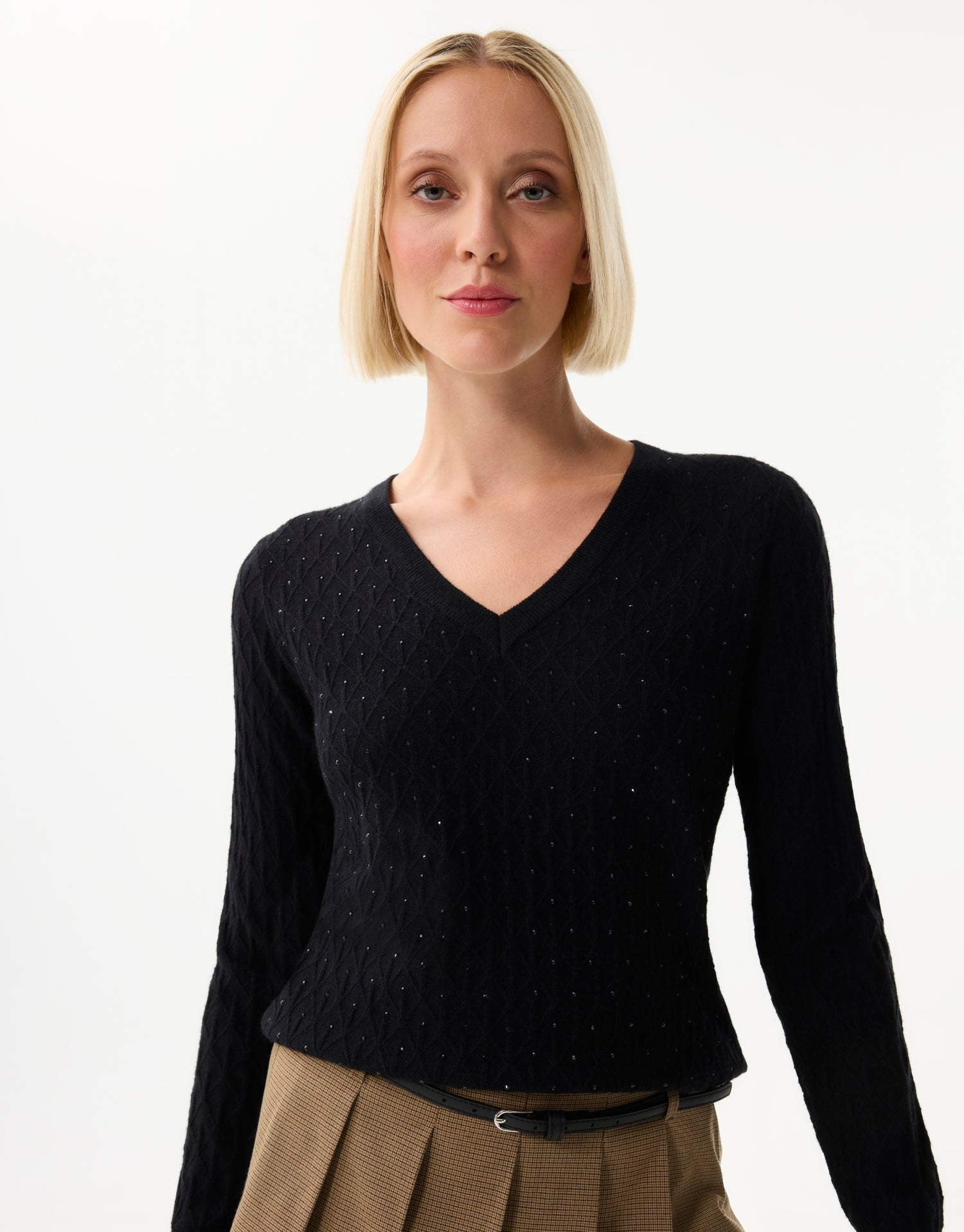 Openwork V-neck top