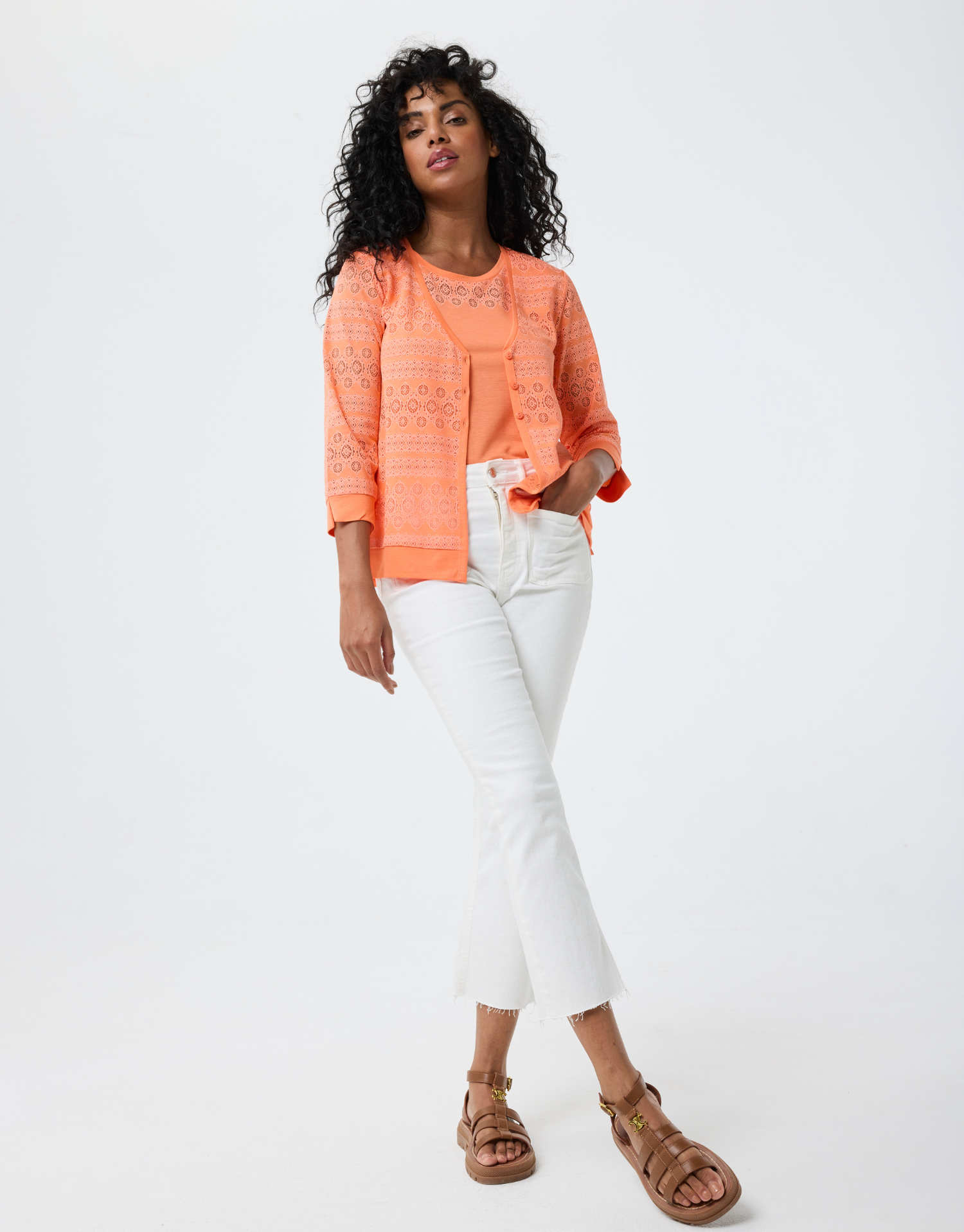 Colorful embroidered twin-set