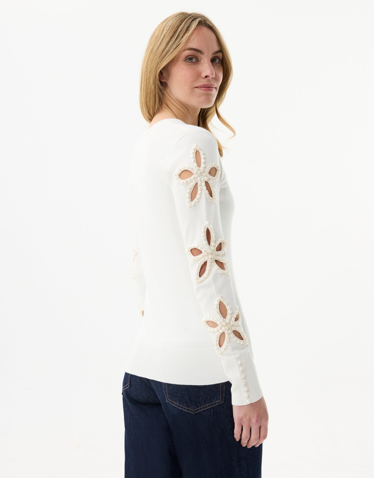 Floral pearl sweater
