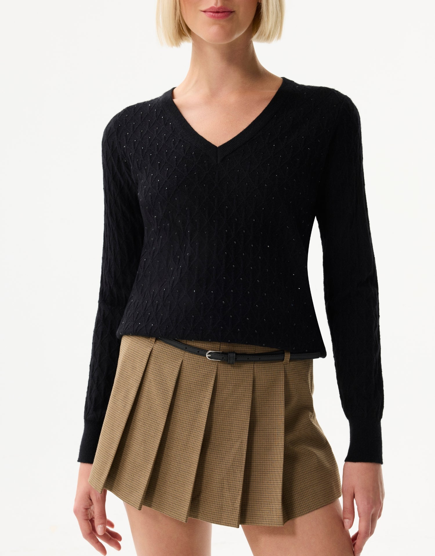 Openwork V-neck top