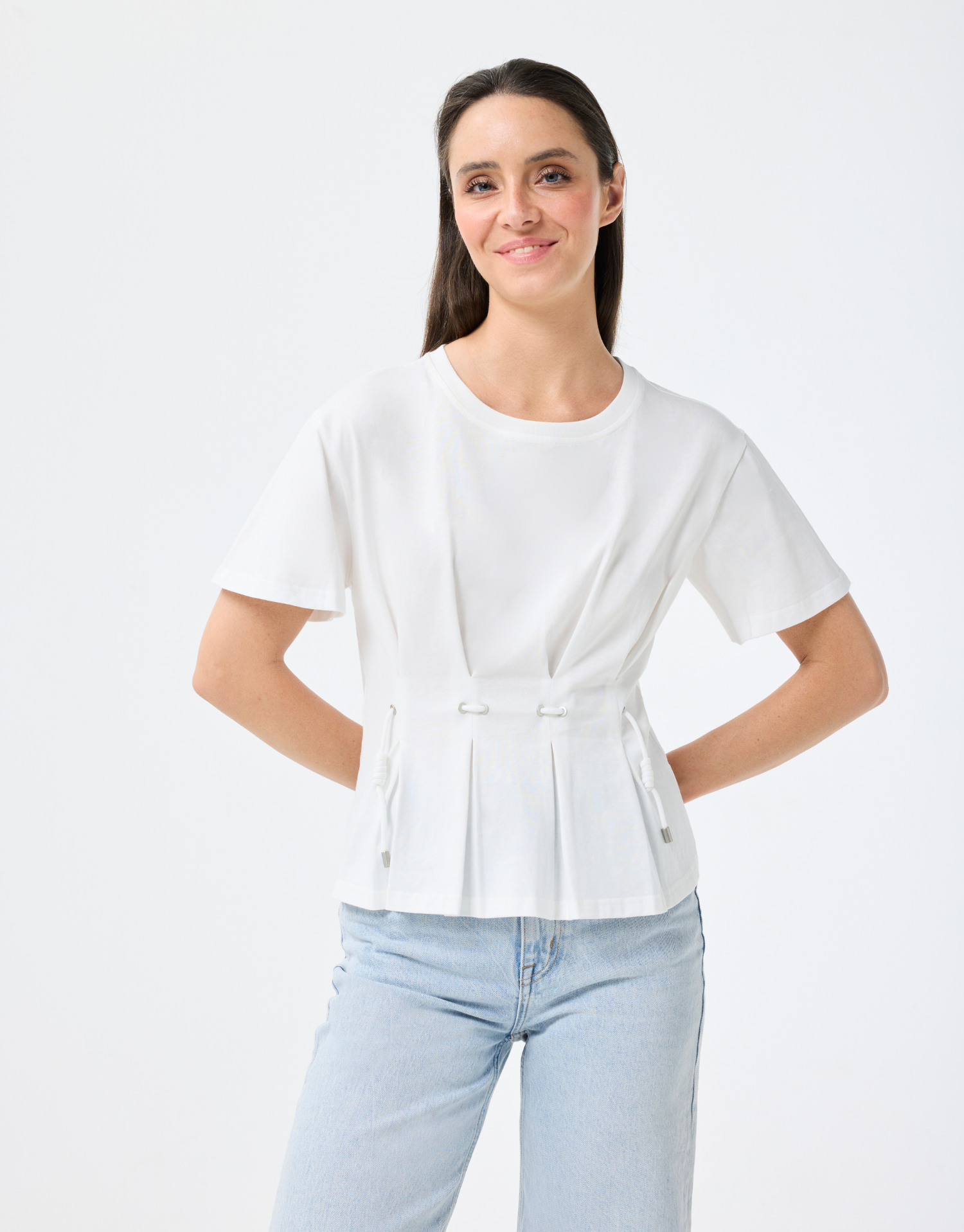 Laced cotton T-shirt
