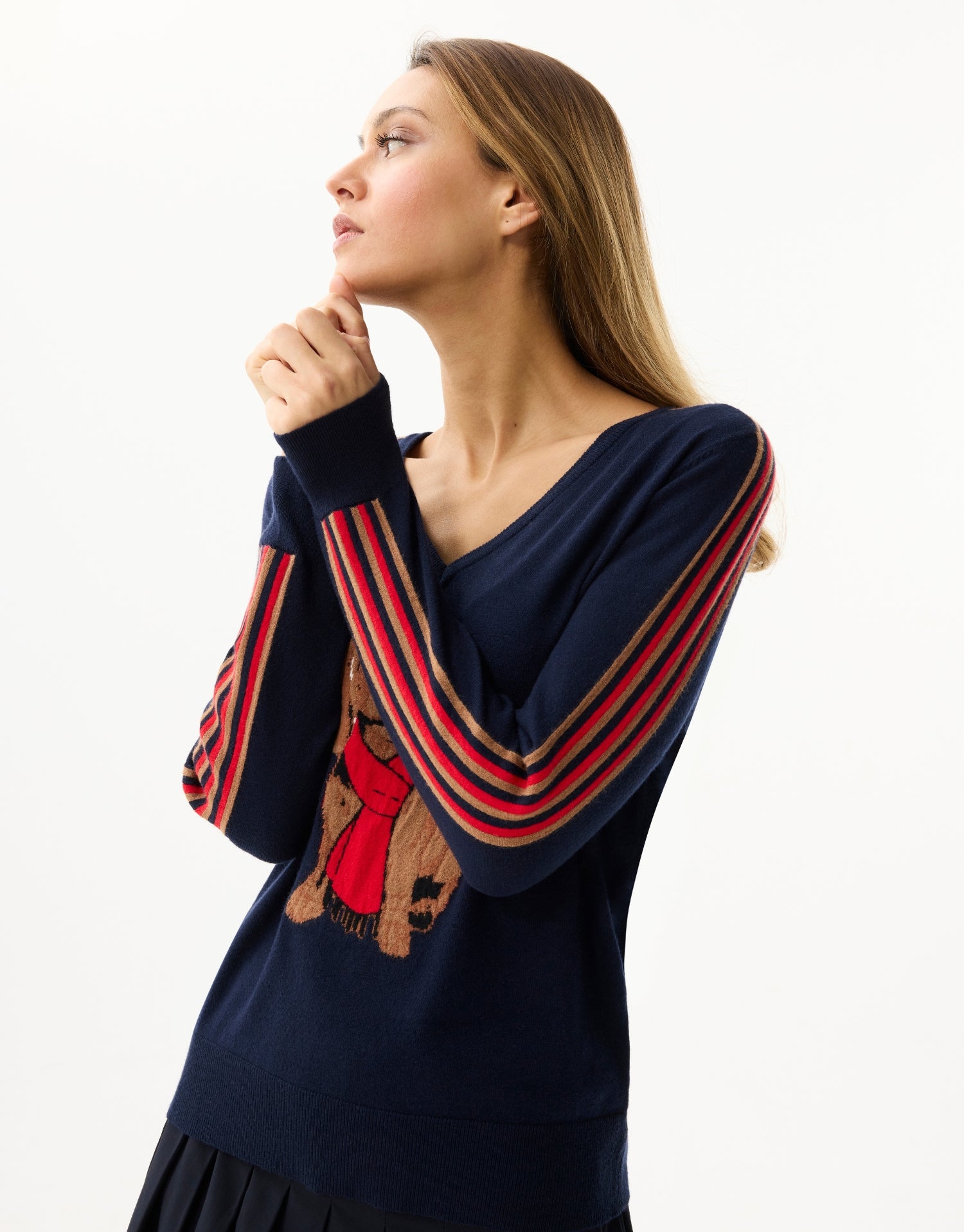 V-neck dog sweater