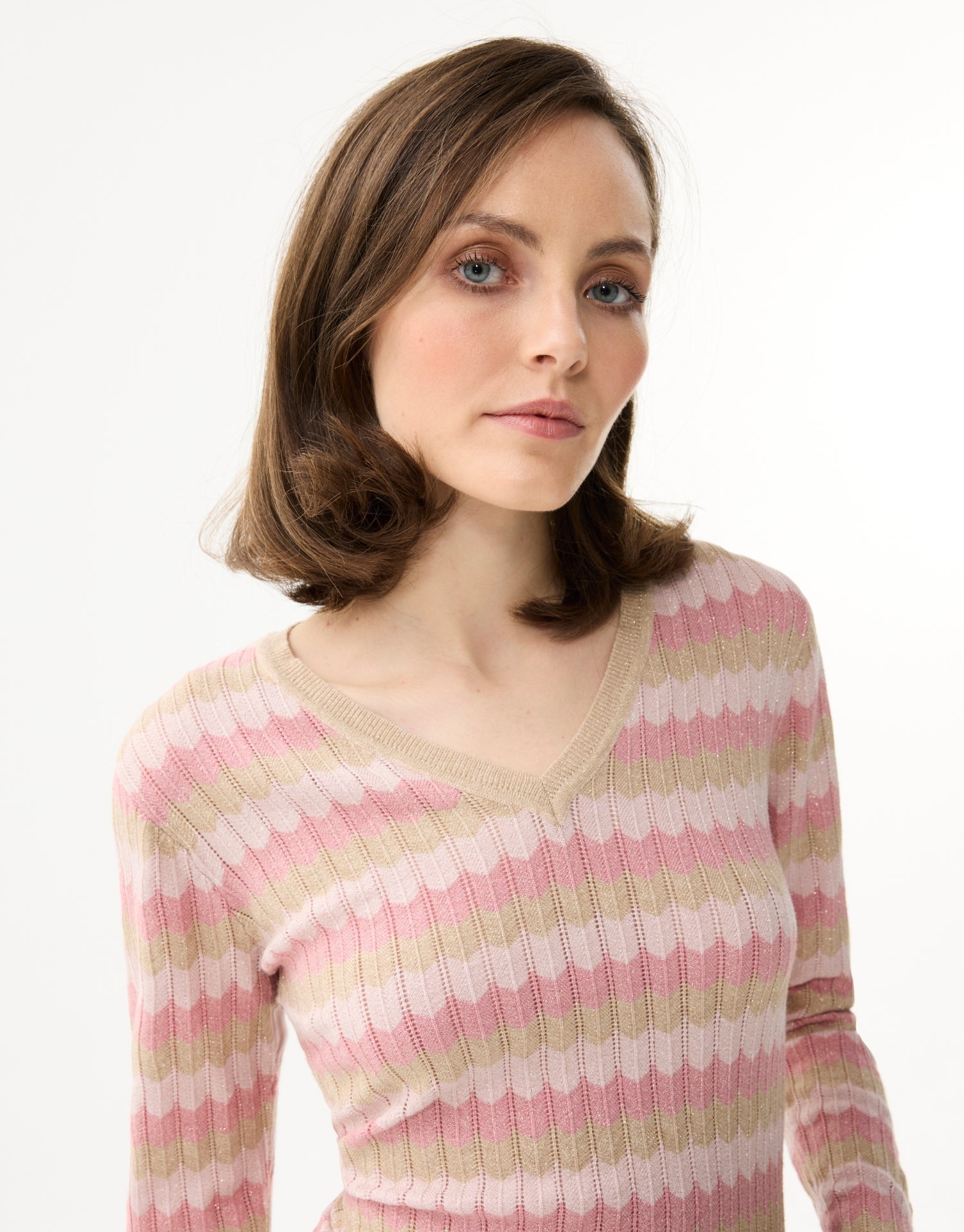 V-neck striped sweater