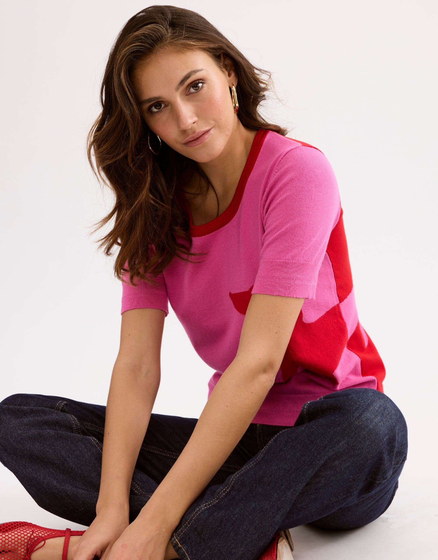 T-shirt motif chien fuchsia