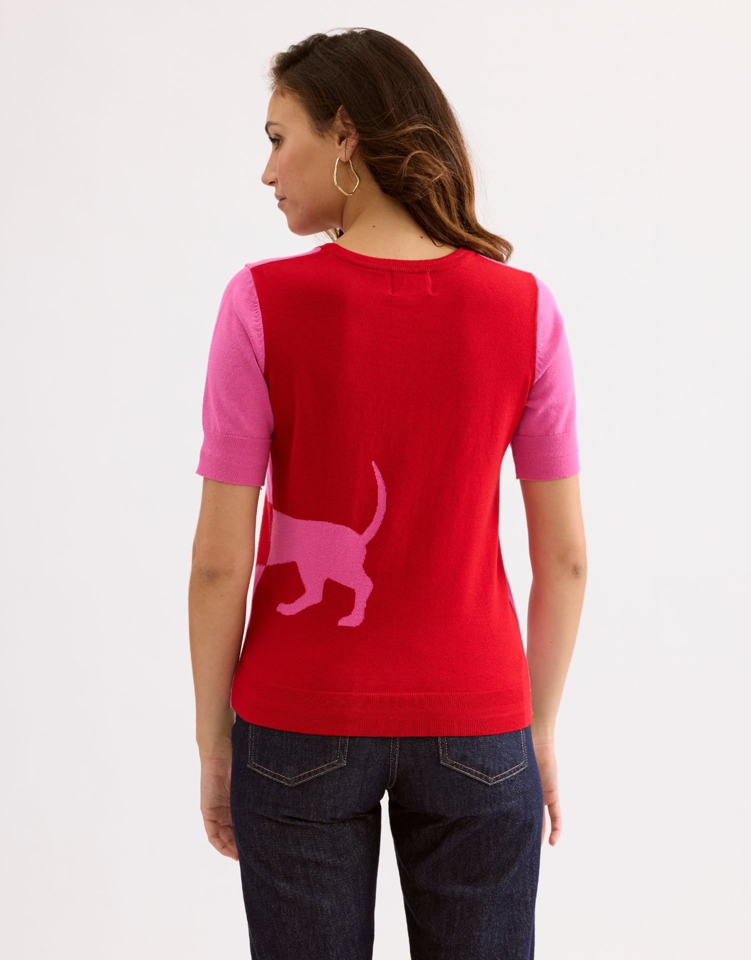 T-shirt motif chien fuchsia