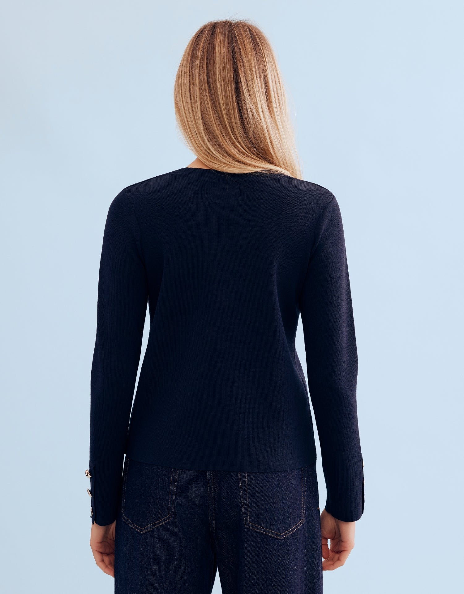 Cardigan chic à boutons bijoux marine