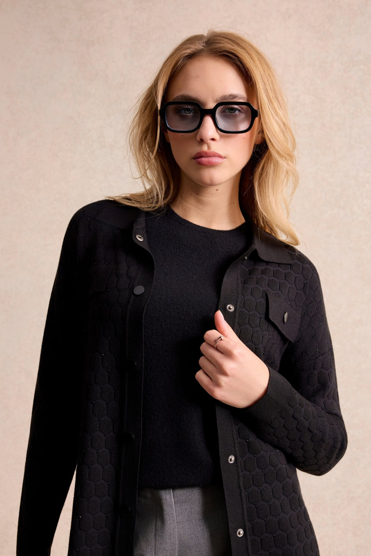 Cardigan femme en maille noir
