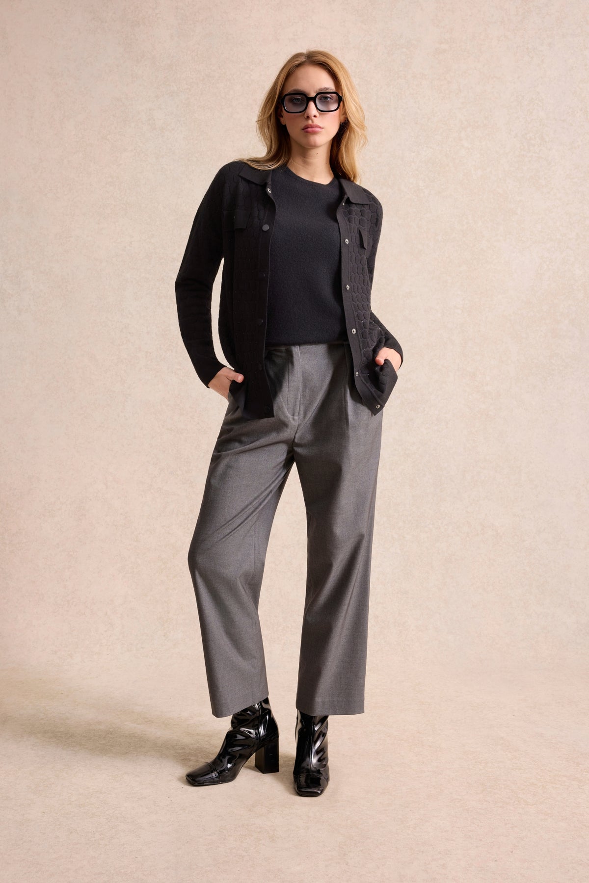 Cardigan femme en maille noir
