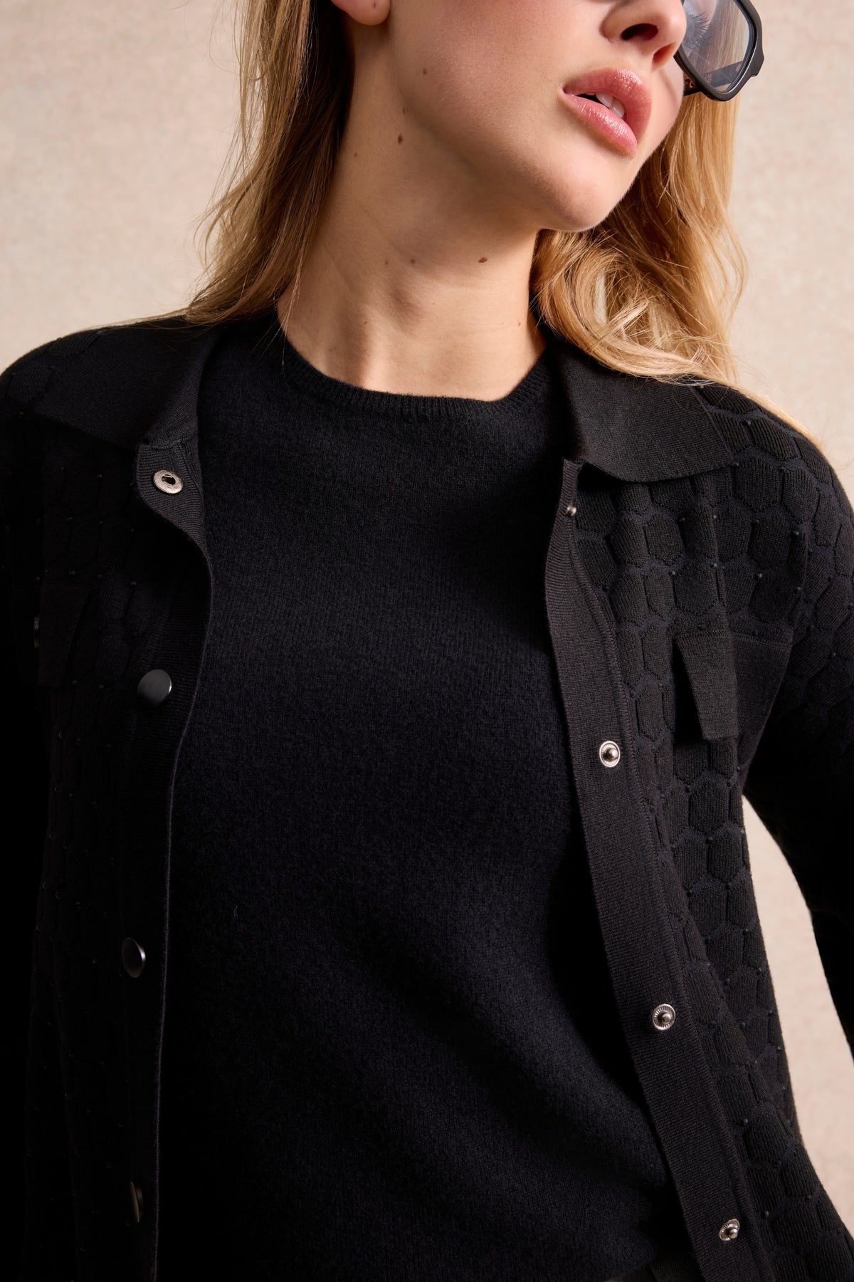 Cardigan femme en maille noir