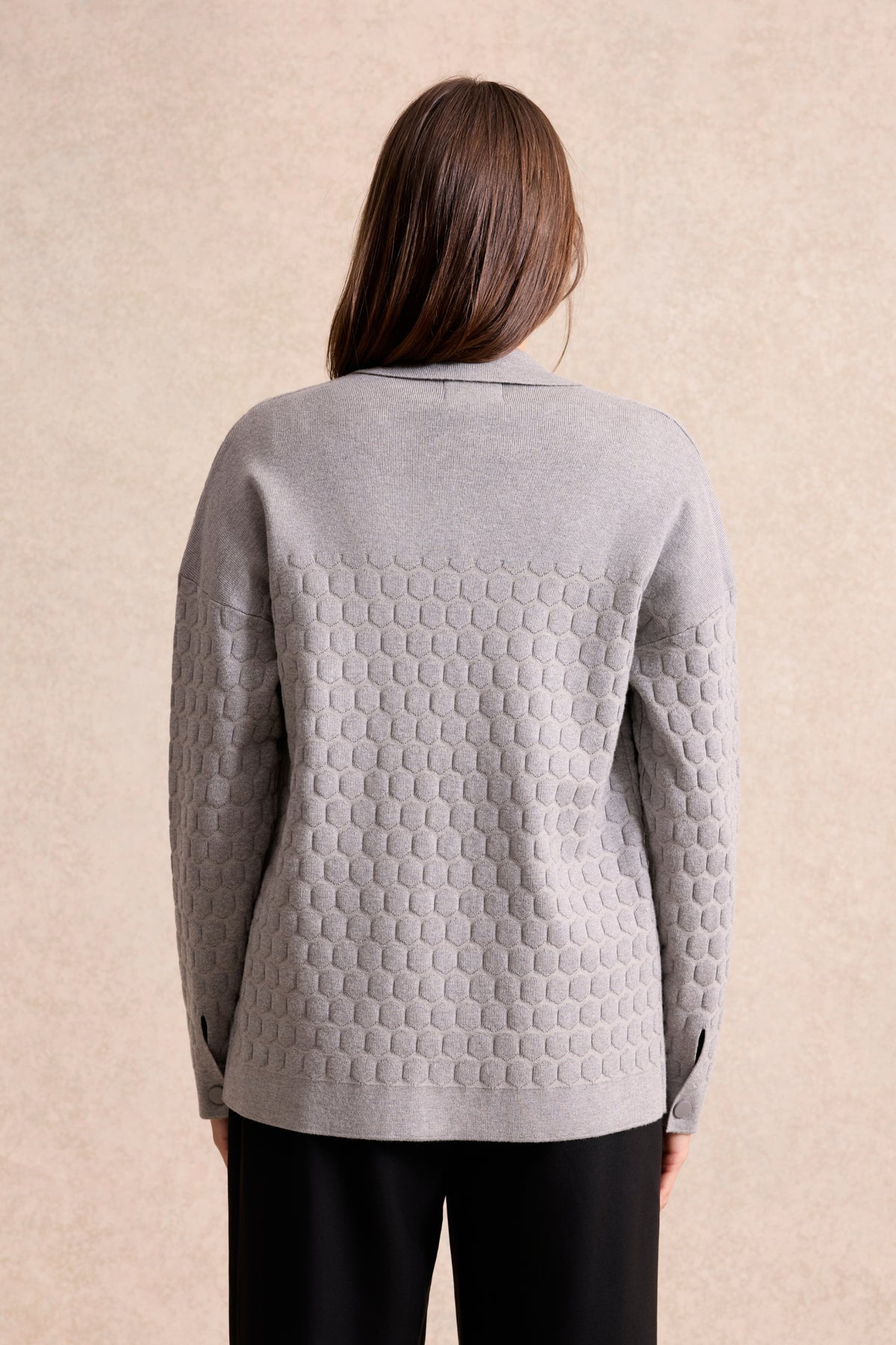 Cardigan femme en maille gris