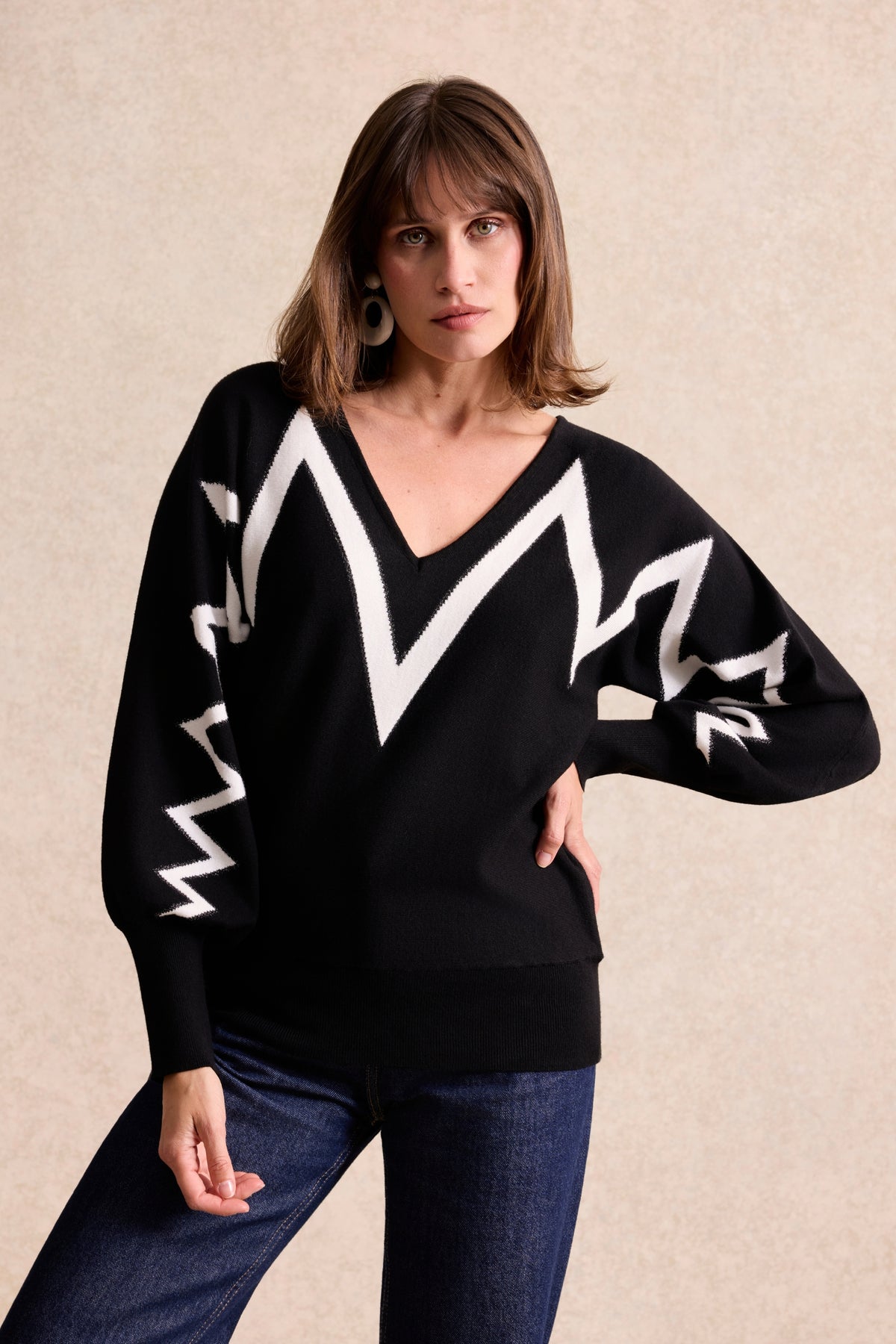 Pull graphique col V