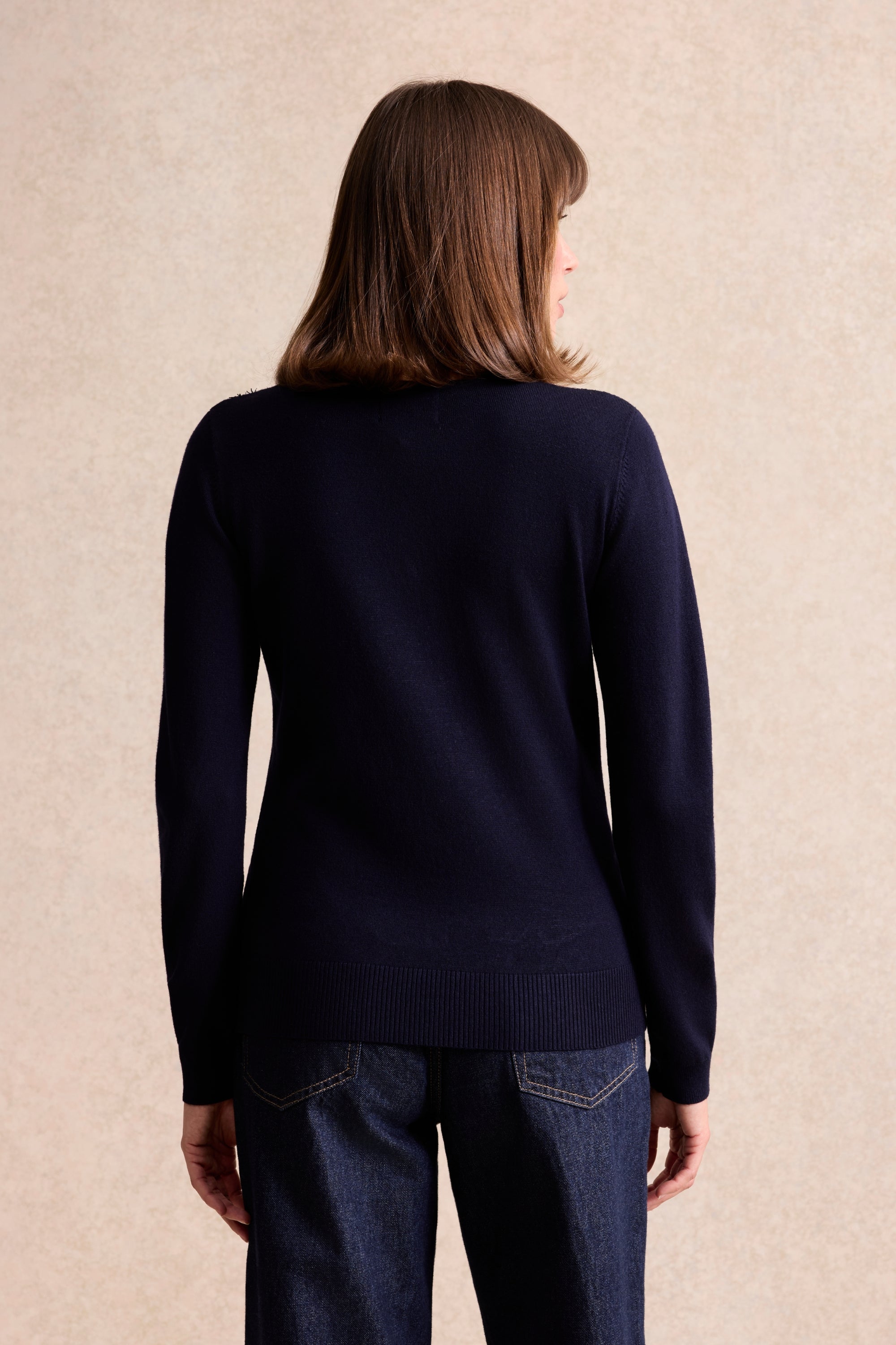 Pull en maille à dentelle marine