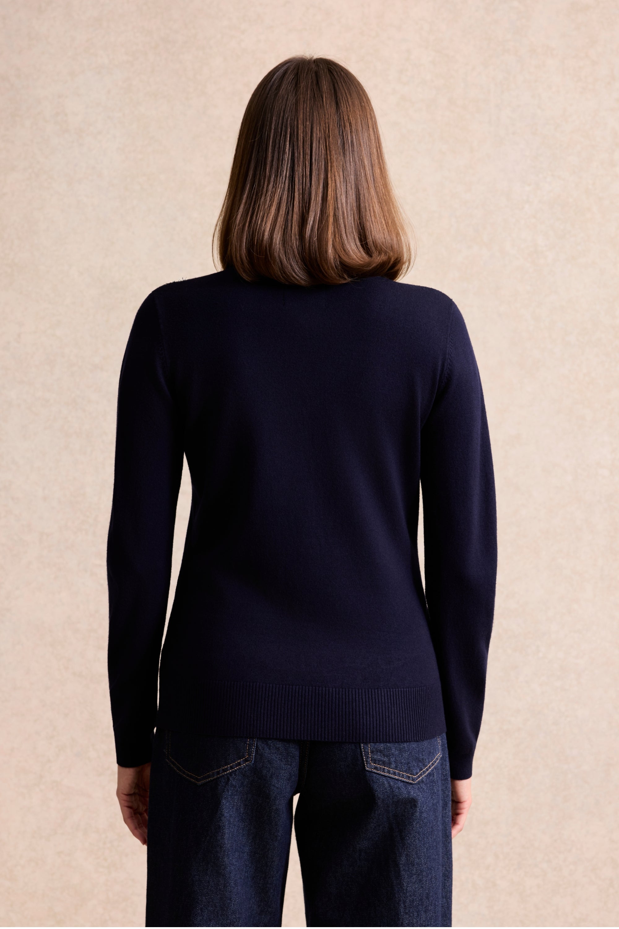 Pull en maille à dentelle marine