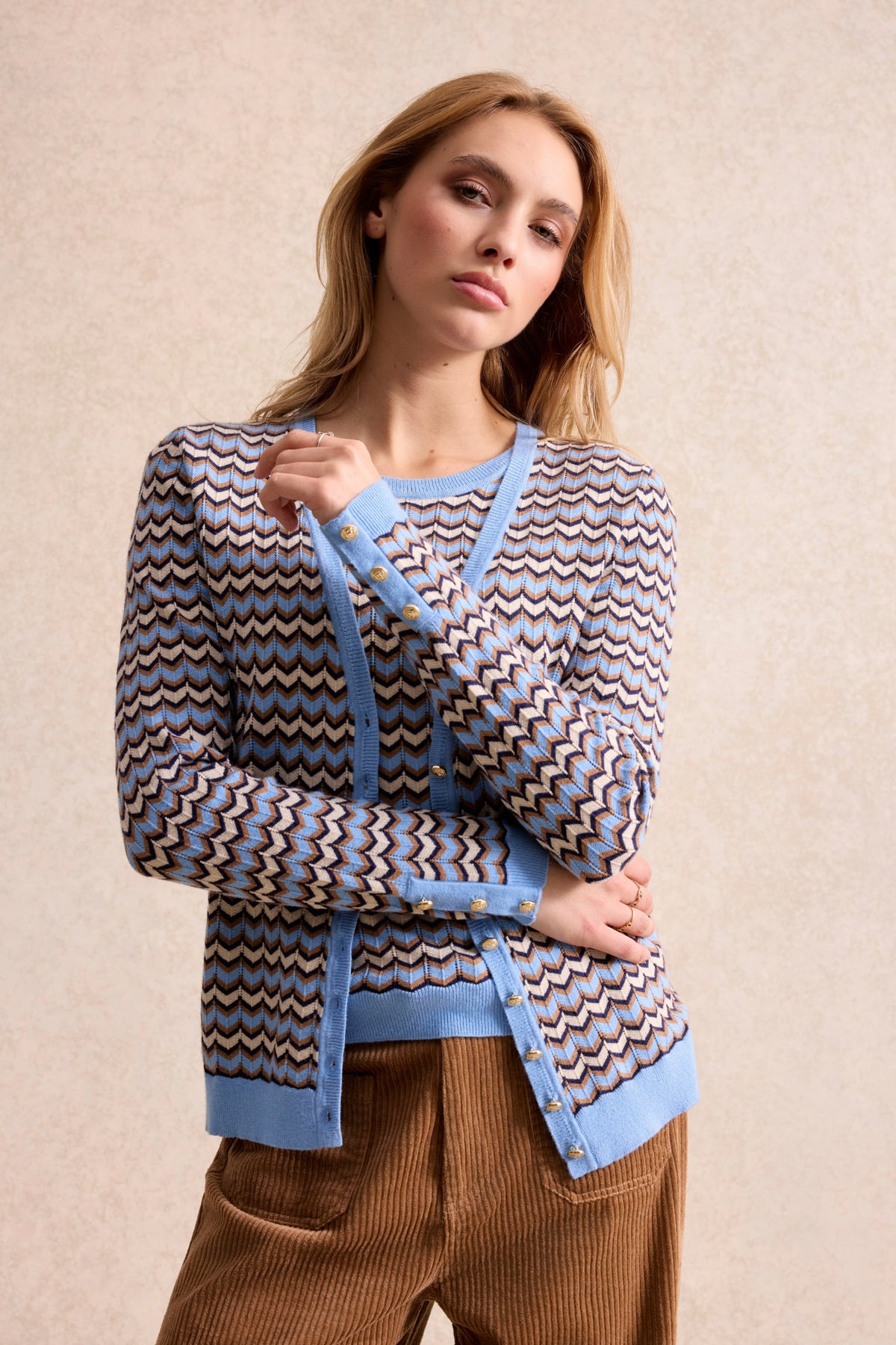 Twin-set zigzag bleu