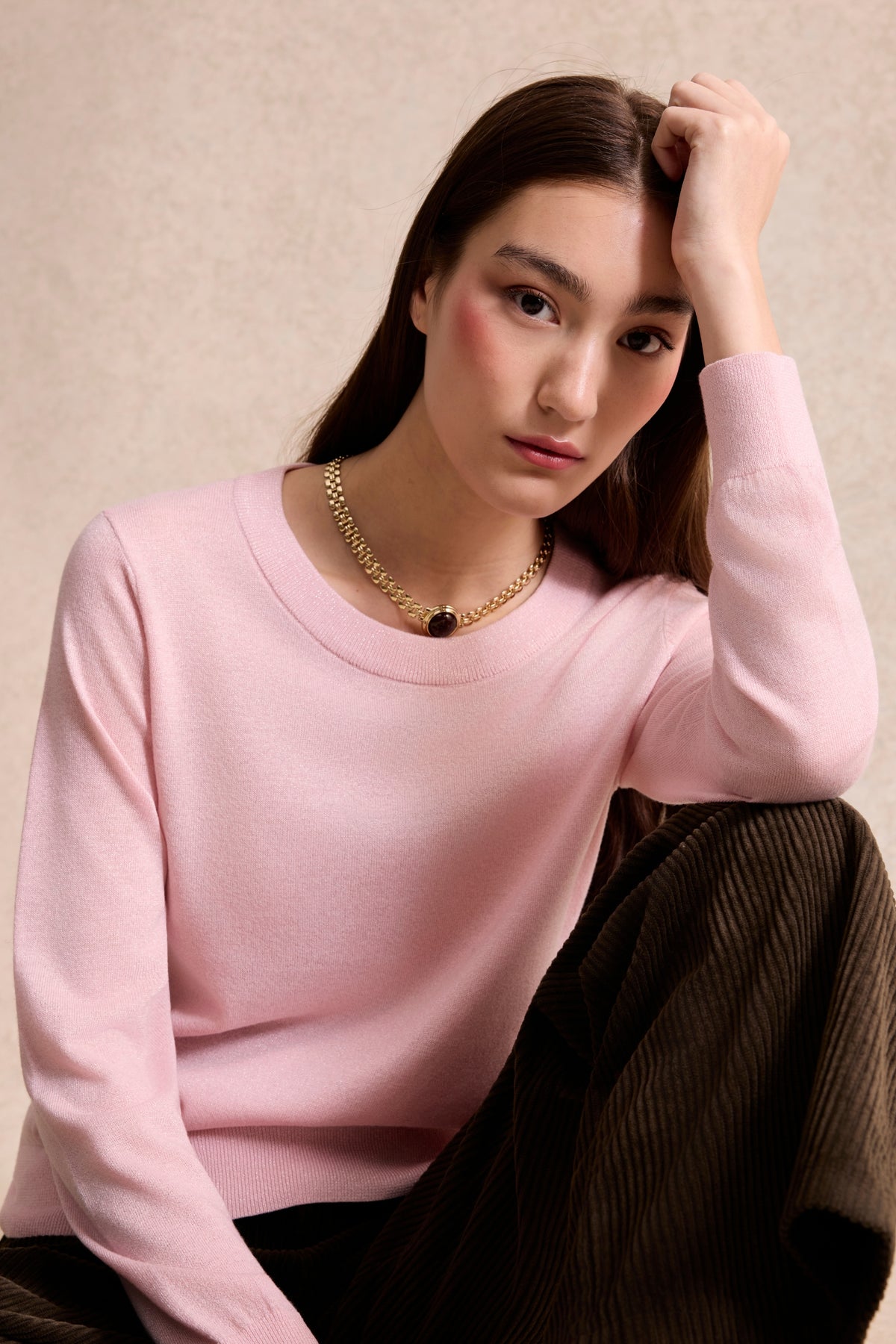 Pull femme en laine rose