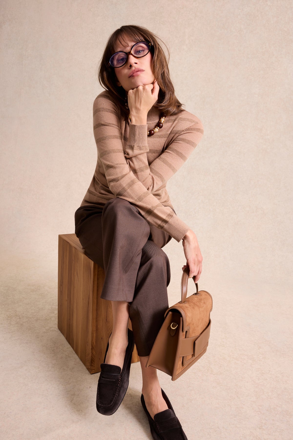 Pull col montant marron