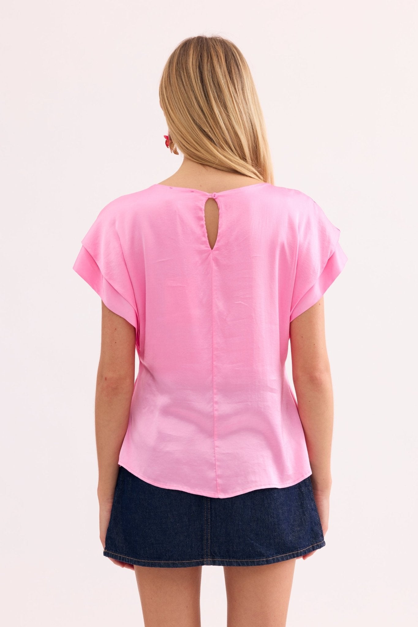 T-shirt fluide à manches courtes rose