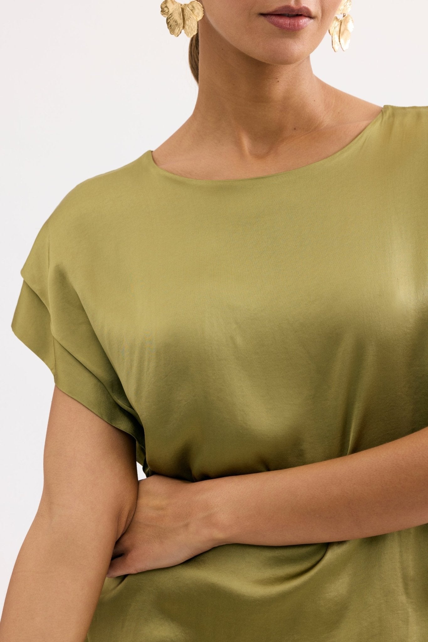T-shirt fluide à manches courtes kaki