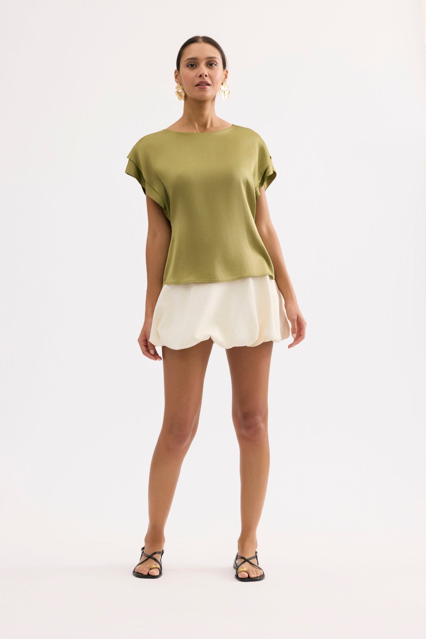 T-shirt fluide à manches courtes kaki