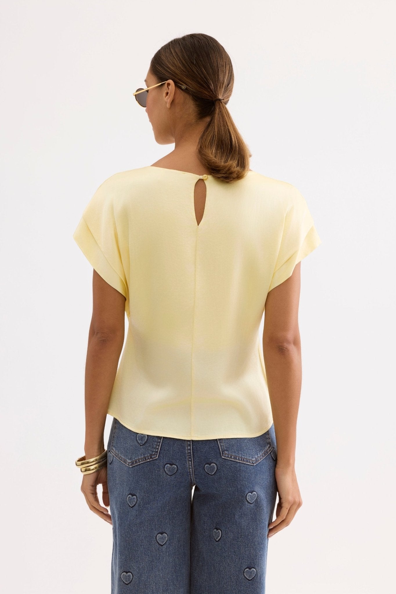 T-shirt fluide à manches courtes jaune