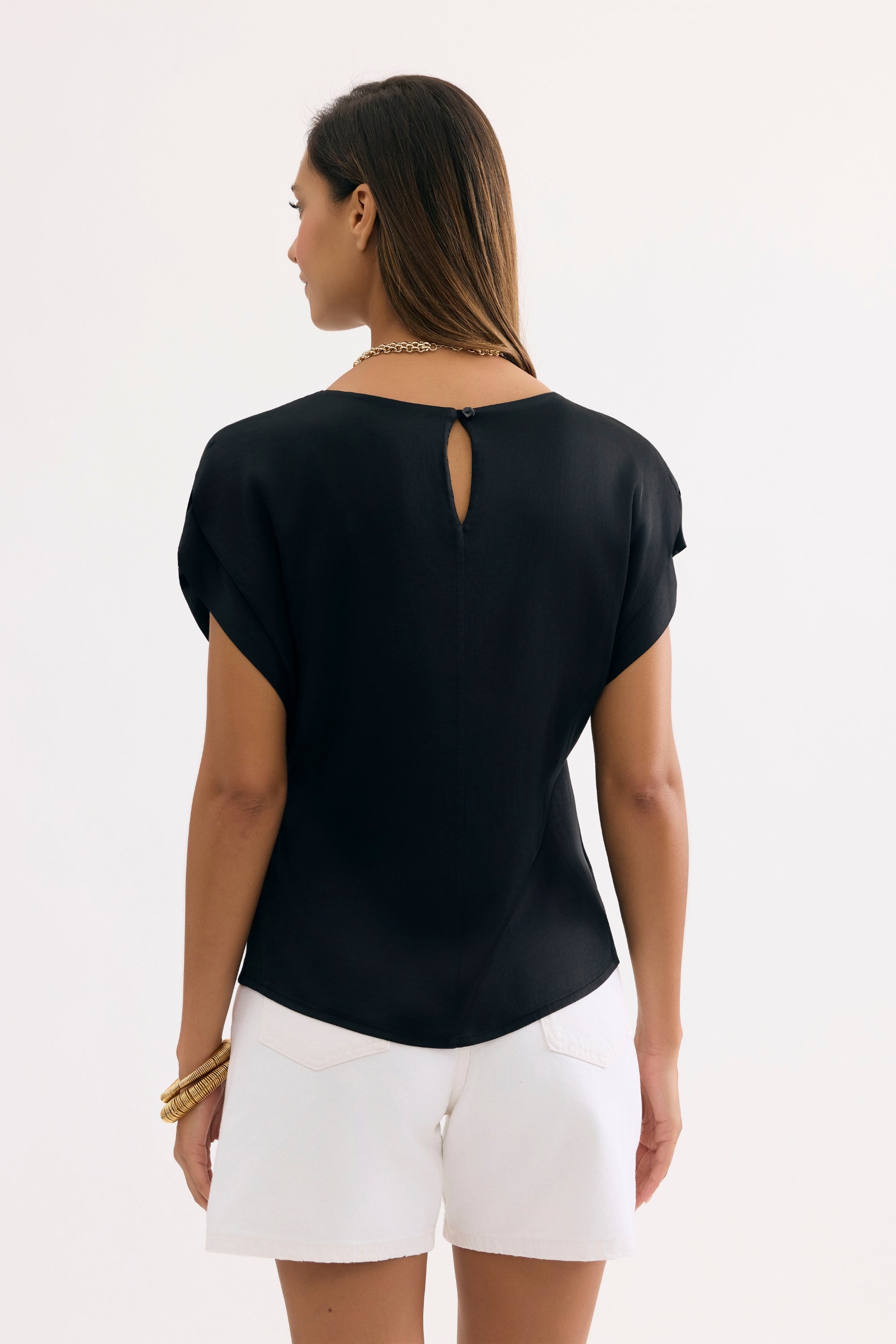 T-shirt fluide à manches courtes noire