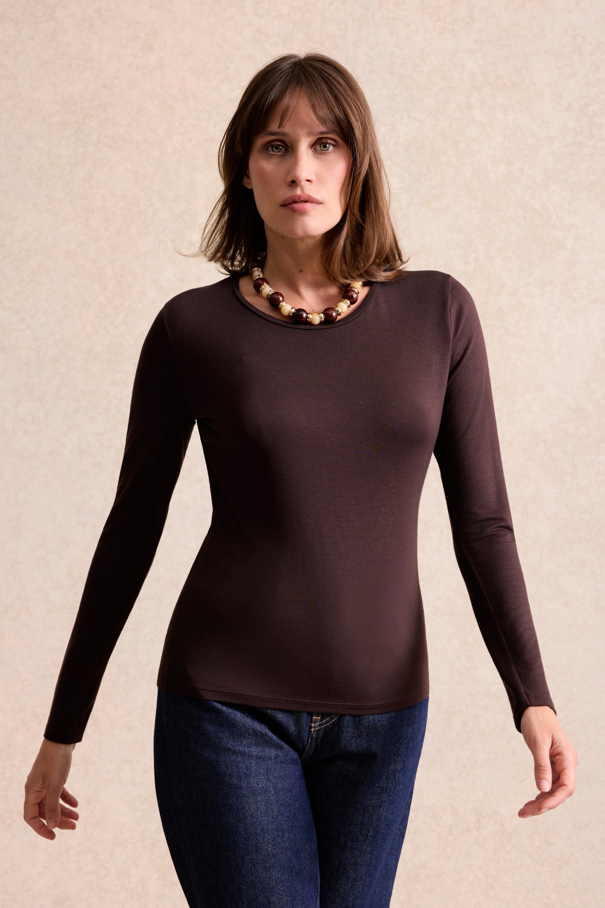 Top seconde peau manches longues marron