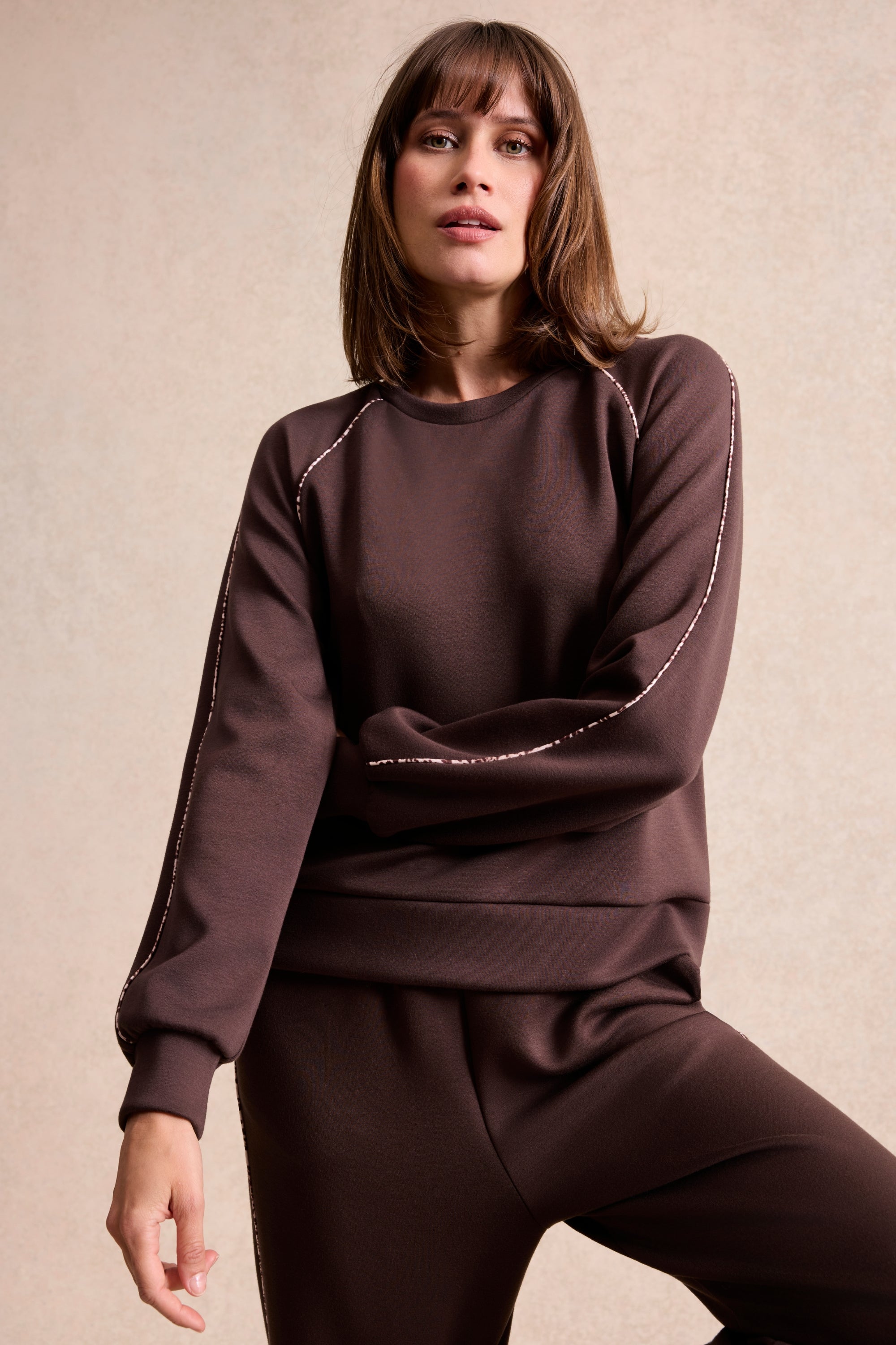 Sweatshirt marron détails brillants