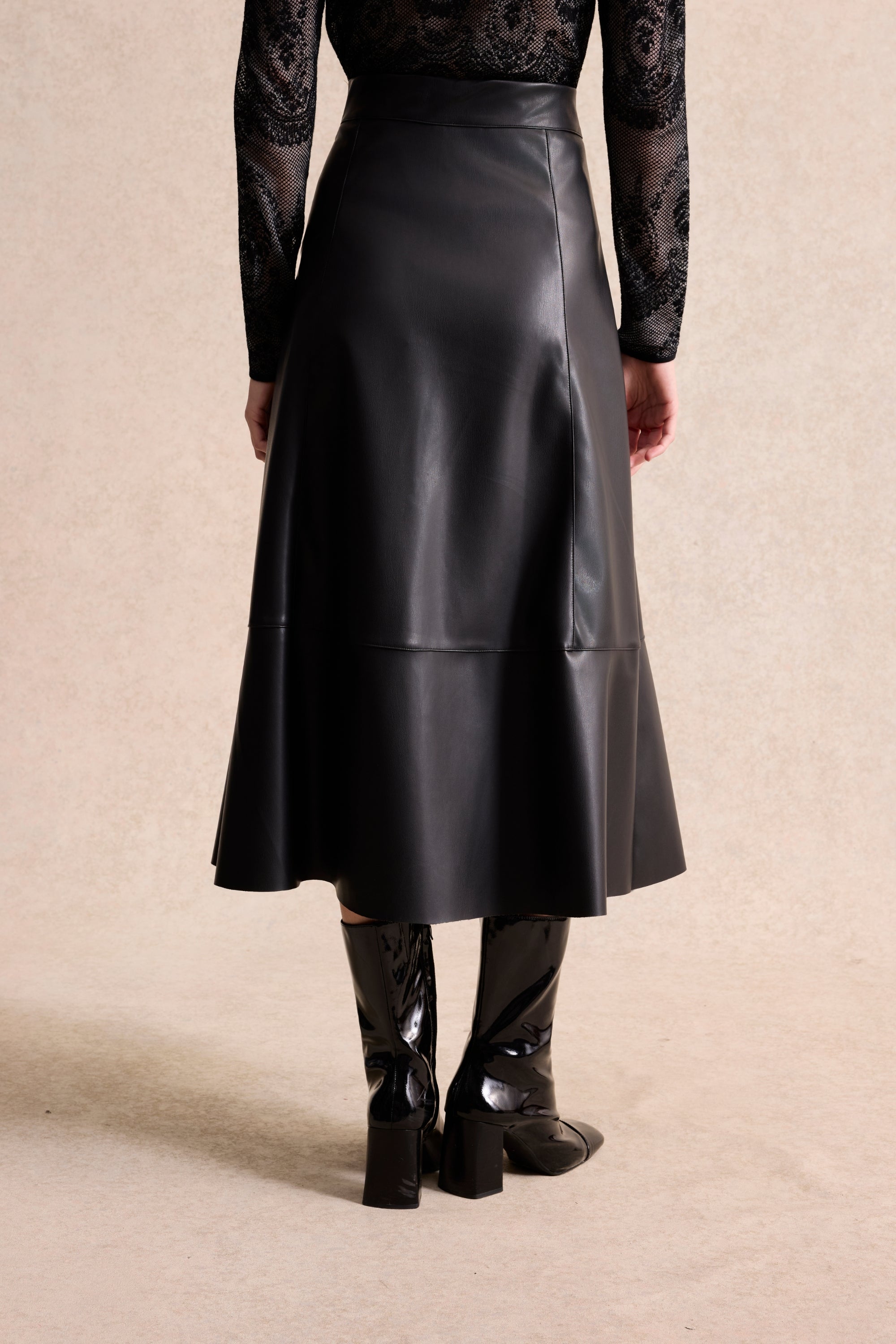 Jupe midi effet cuir