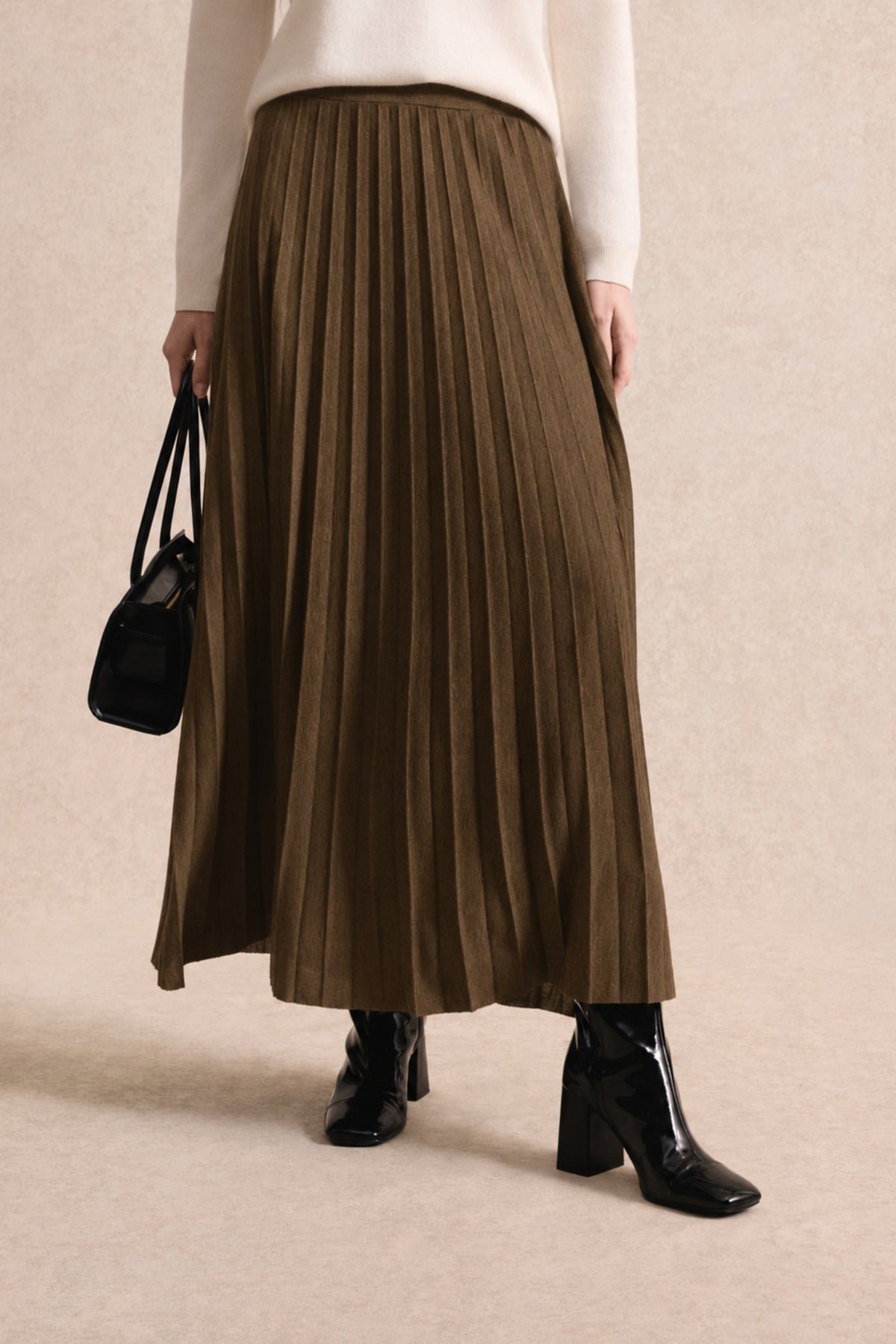 Jupe plissée Victoria marron