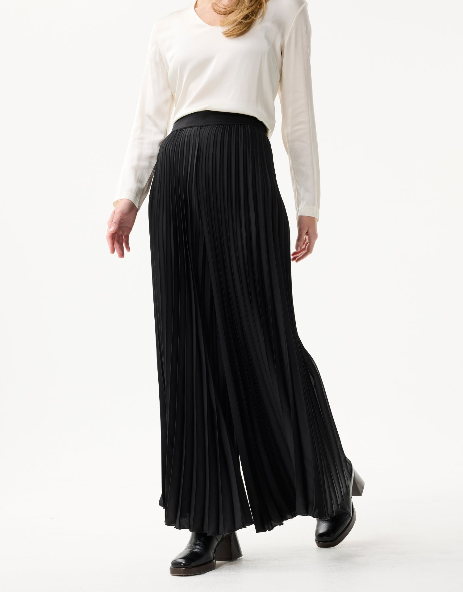 Pantalon plissé fluide noire