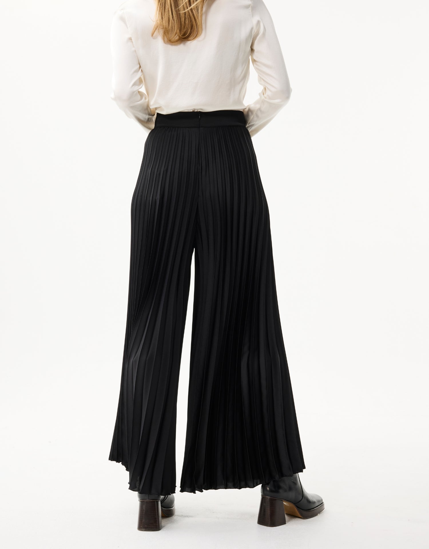 Pantalon plissé fluide noire