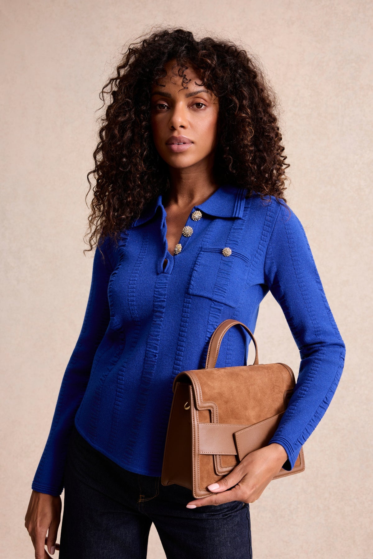 Pull polo coloré bleu nuit