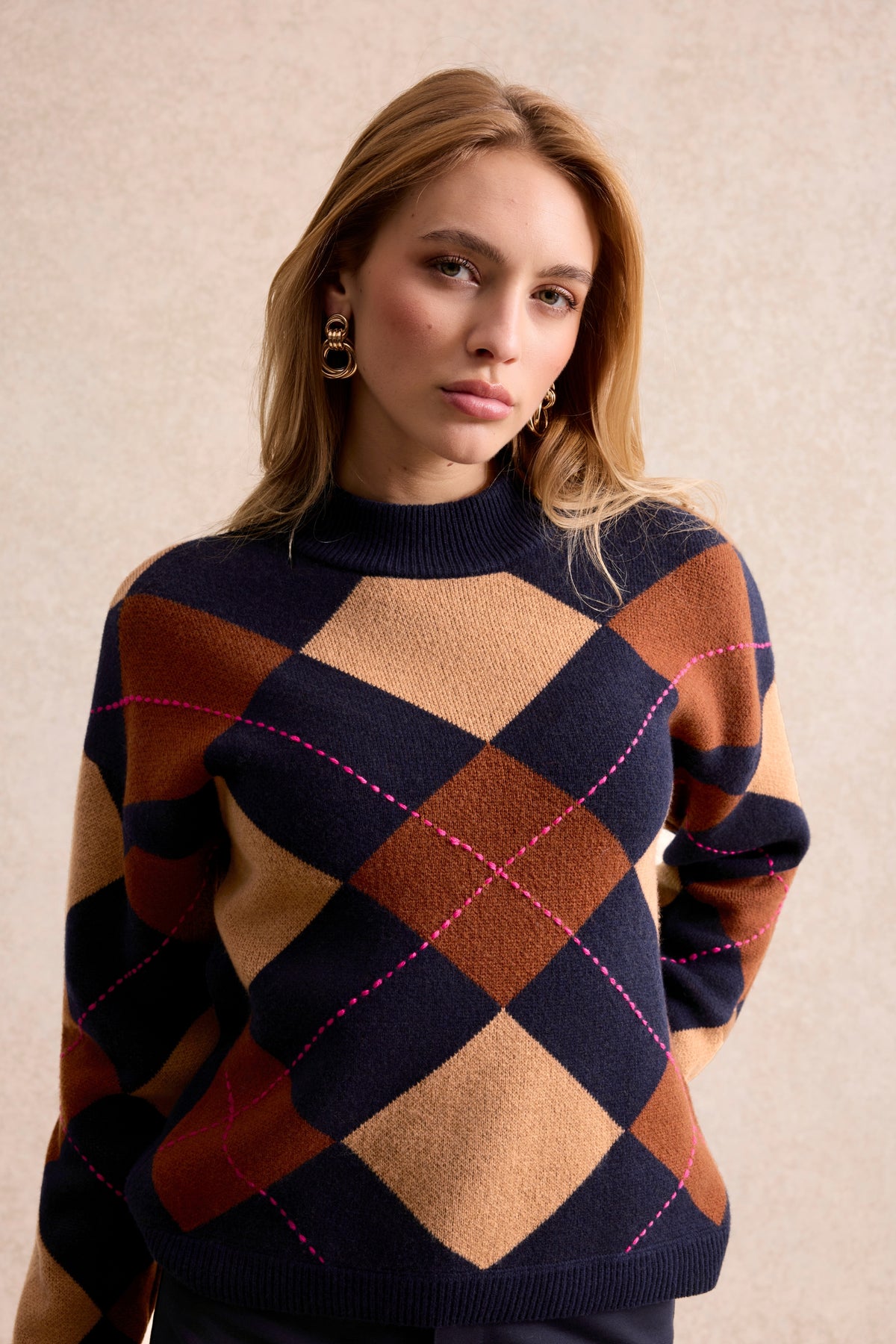 Pull en laine à motif losanges