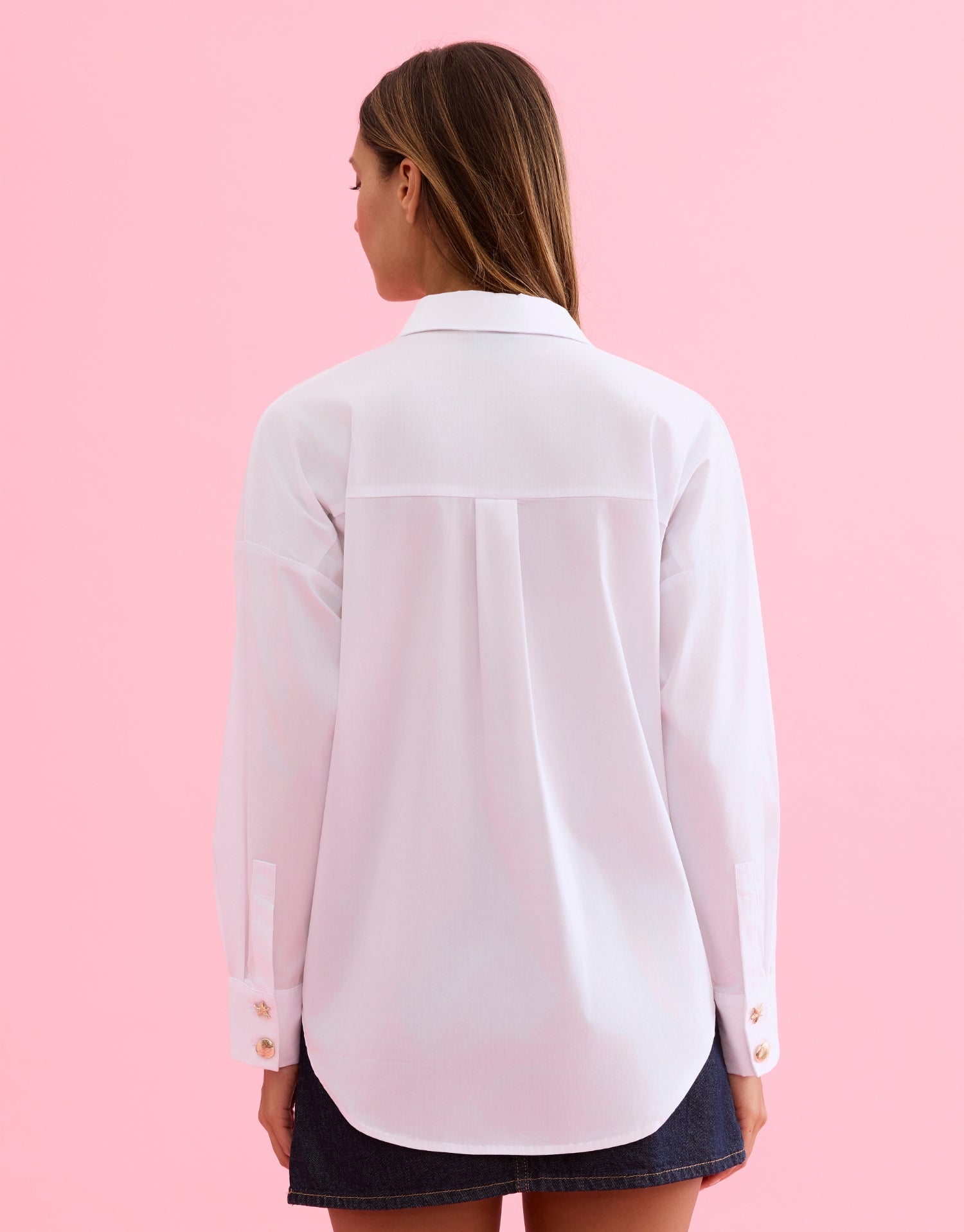 Chemise fluide à boutons bijou blanche