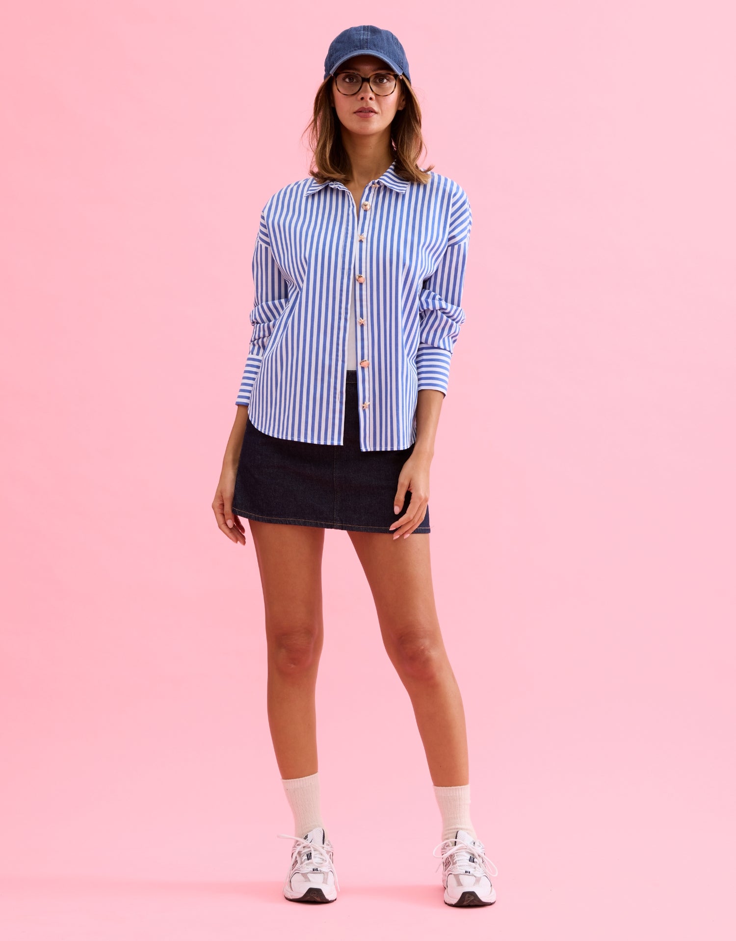 Chemise rayée en coton bleue