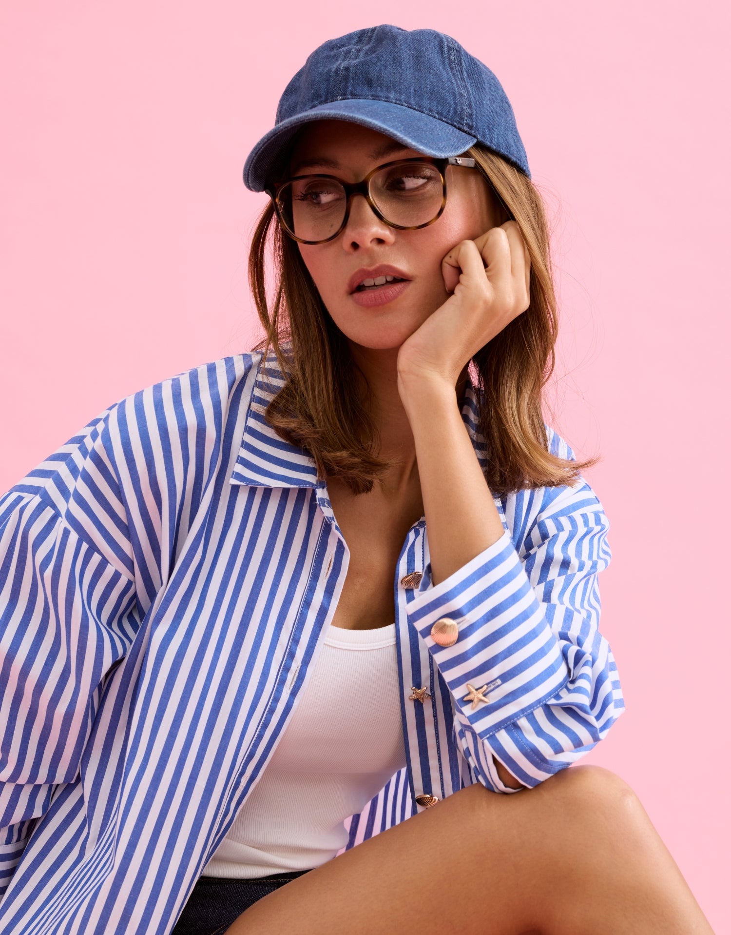 Chemise rayée en coton bleue