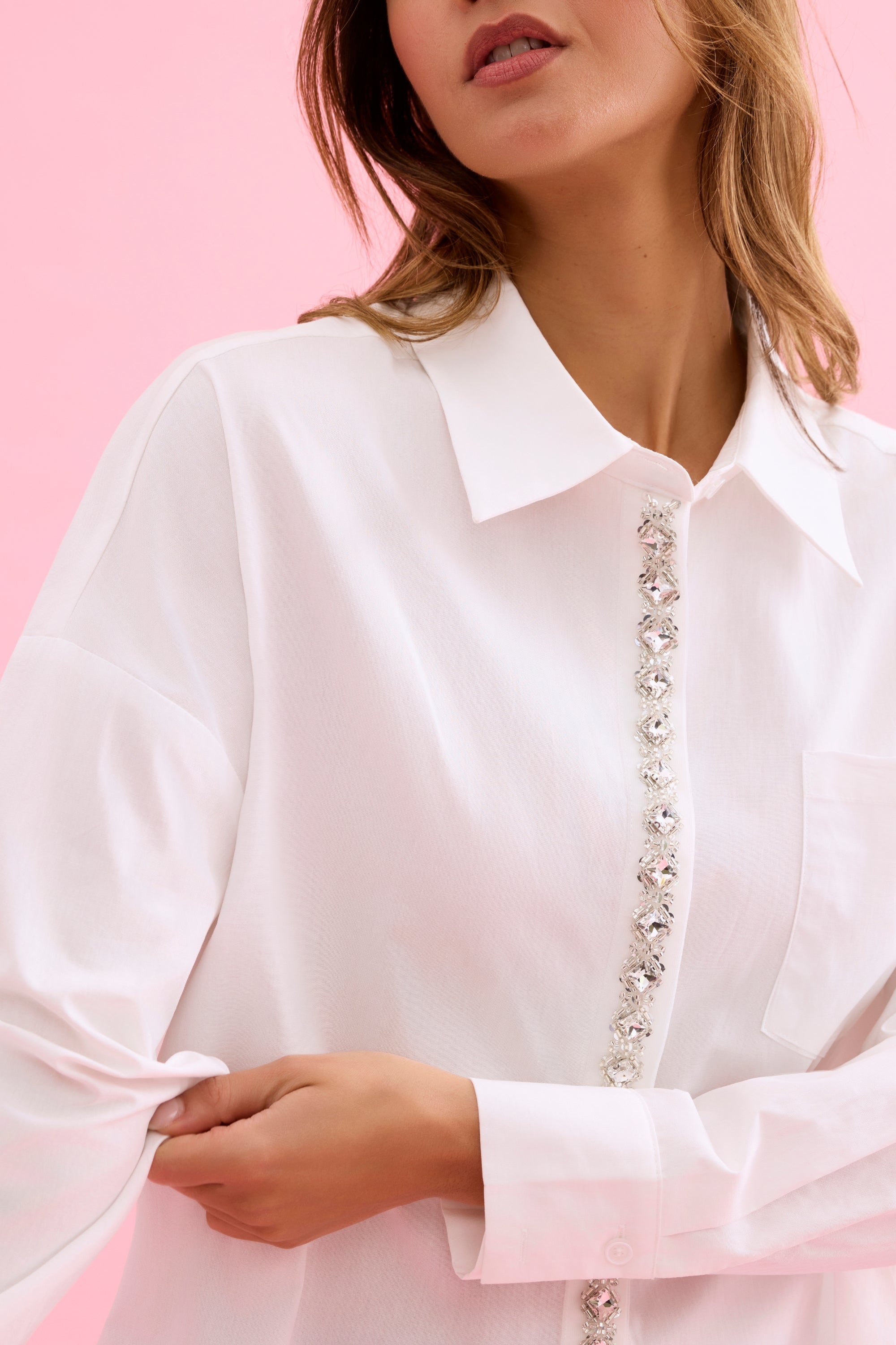 Chemise blanche détails strass
