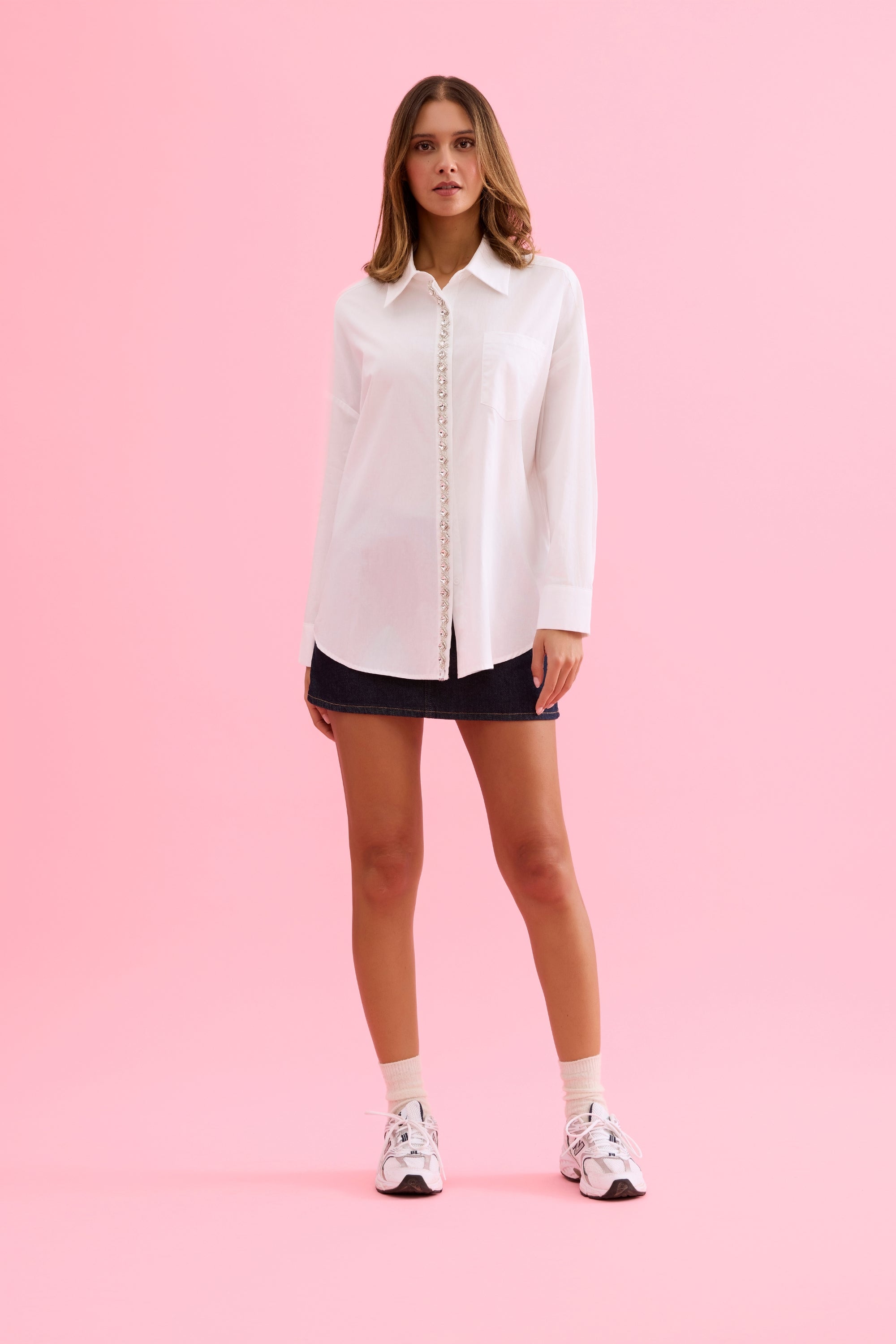 Chemise blanche détails strass