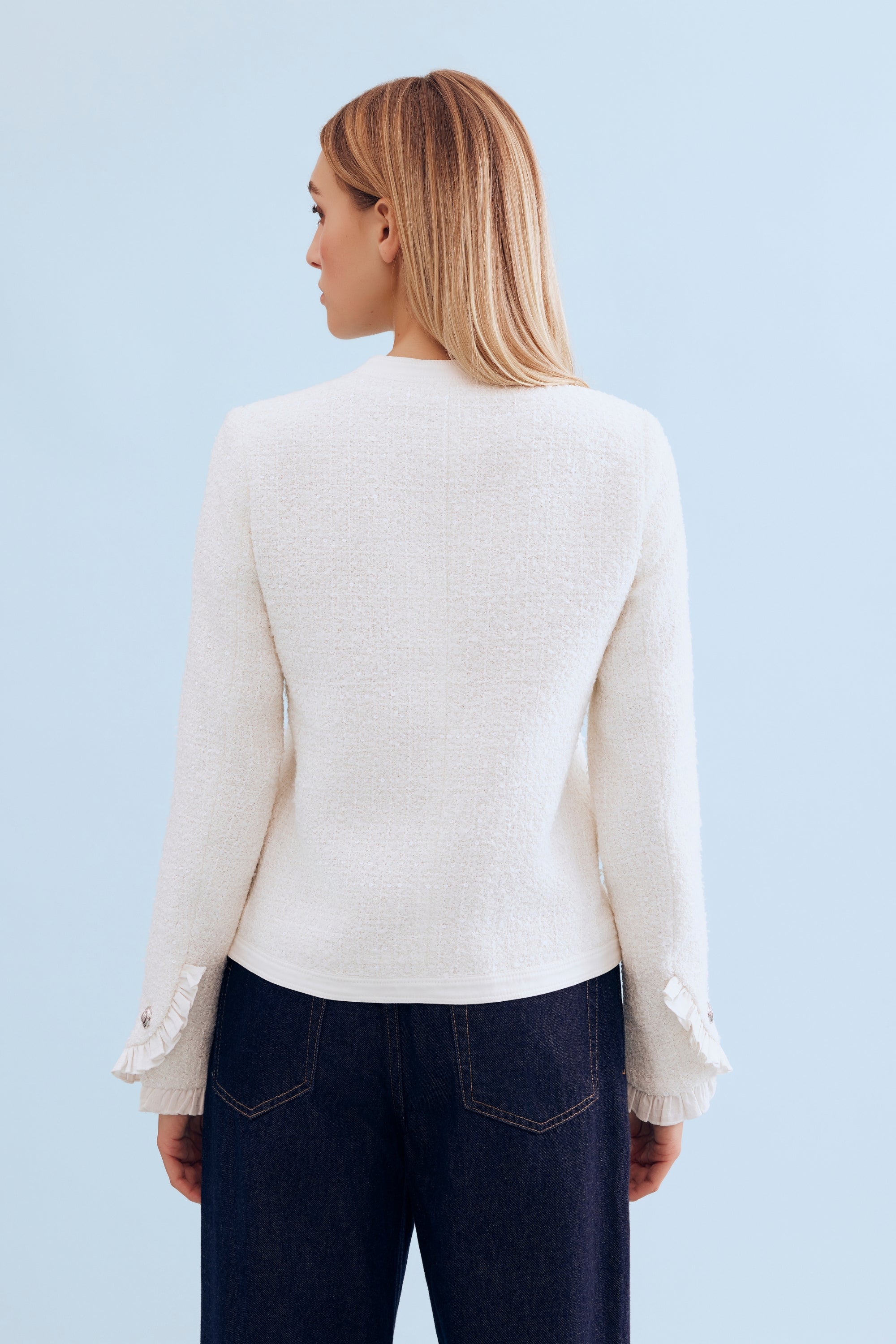 Veste texturée élégante écru