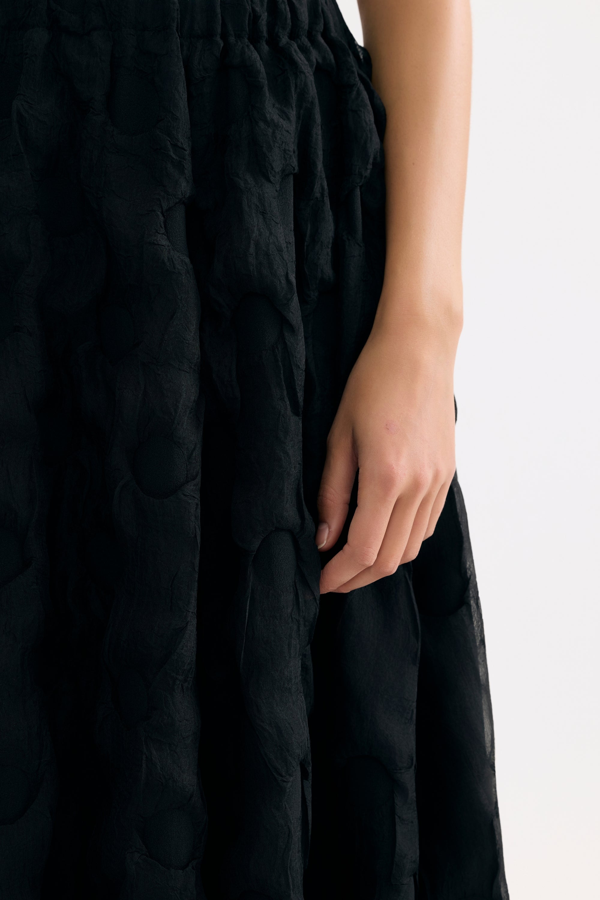 Jupe midi texturée noire