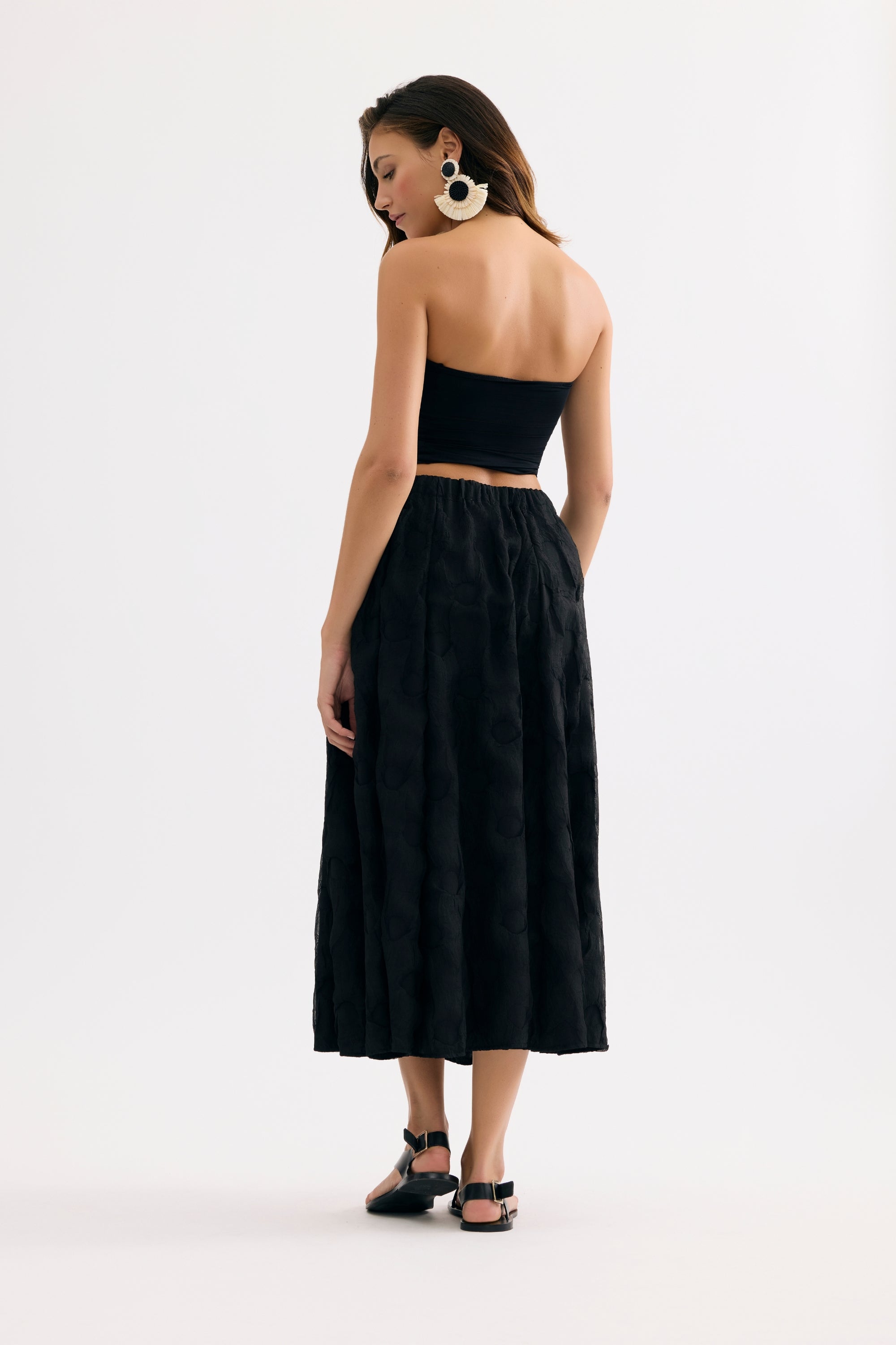 Jupe midi texturée noire