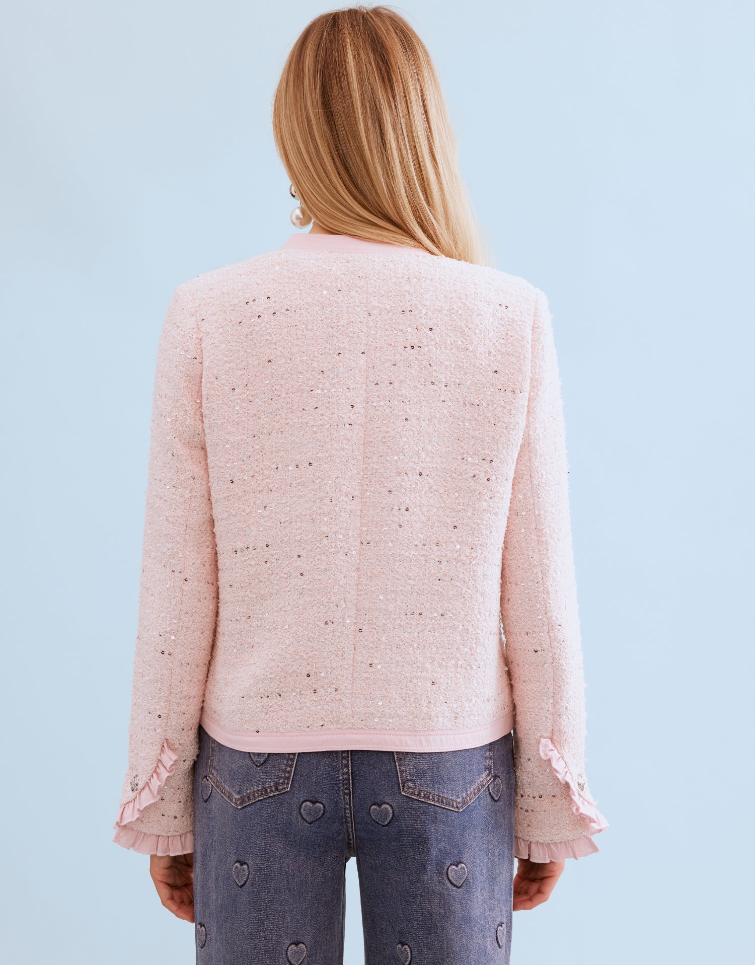 Jean large brodé cœurs