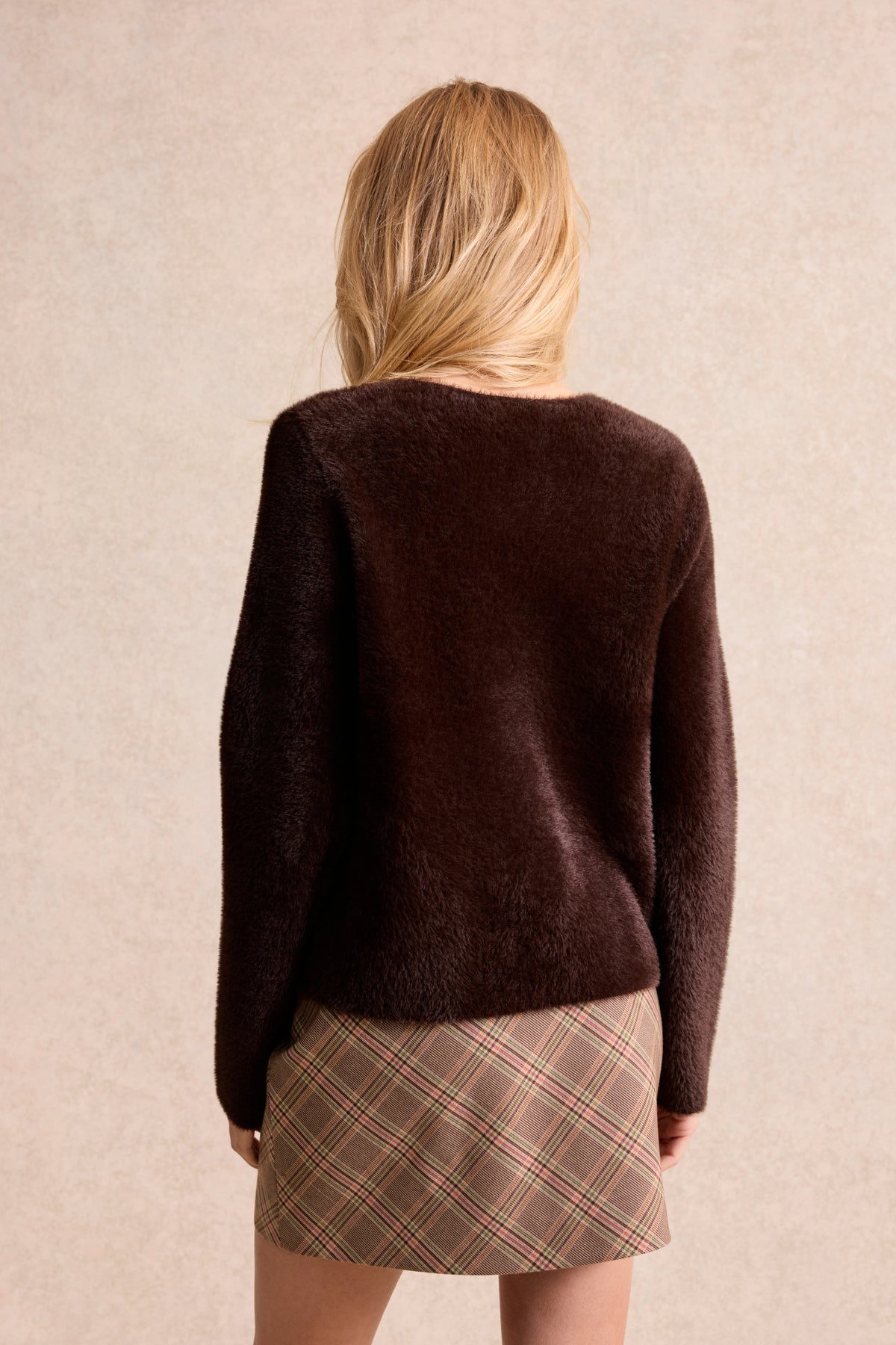 Cardigan duveteux marron