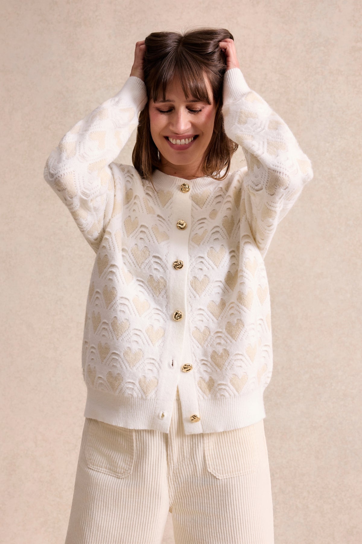 Cardigan à motifs cœur